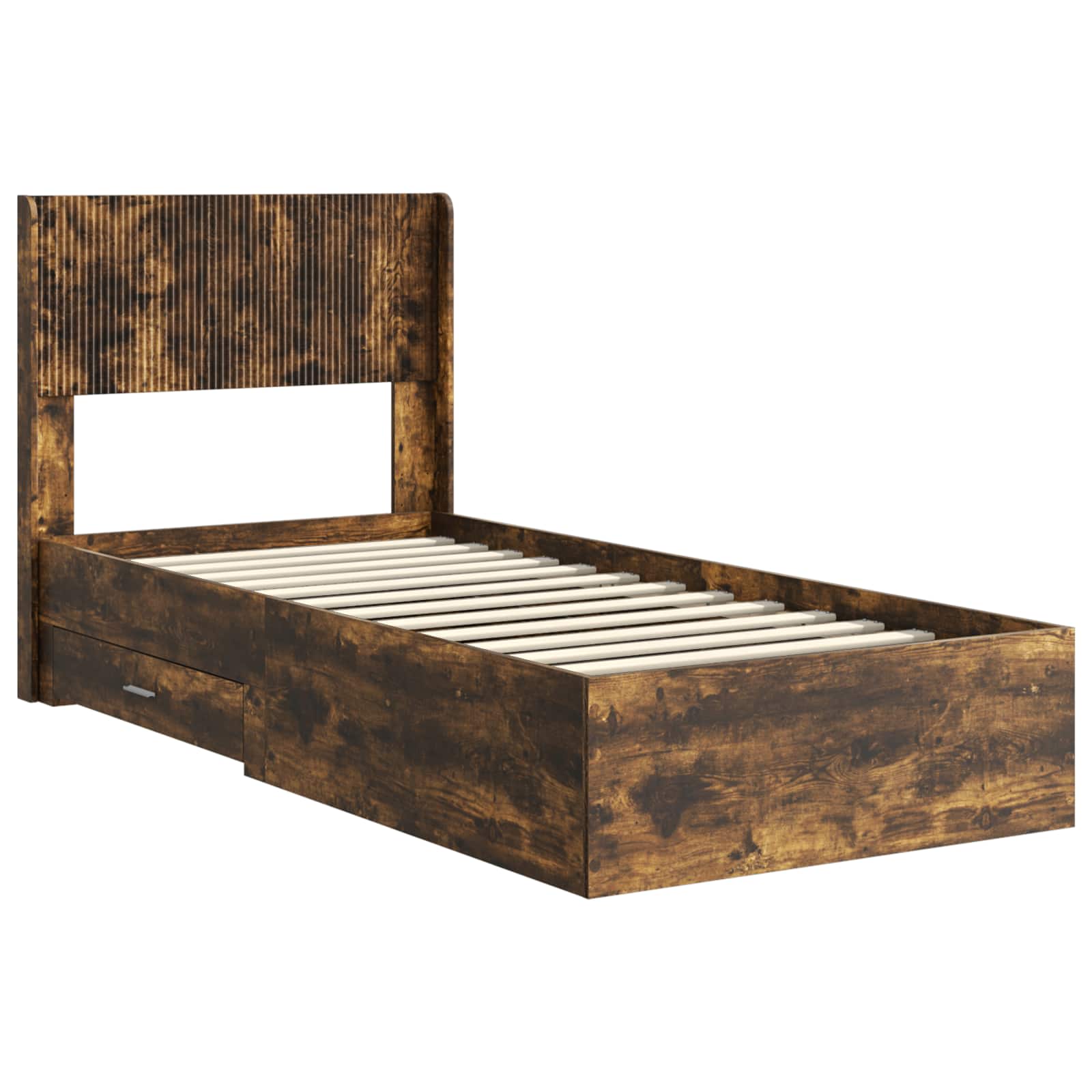 Bedframe met opbergruimte en hoofdbord Gerookt eiken – afbeelding 4