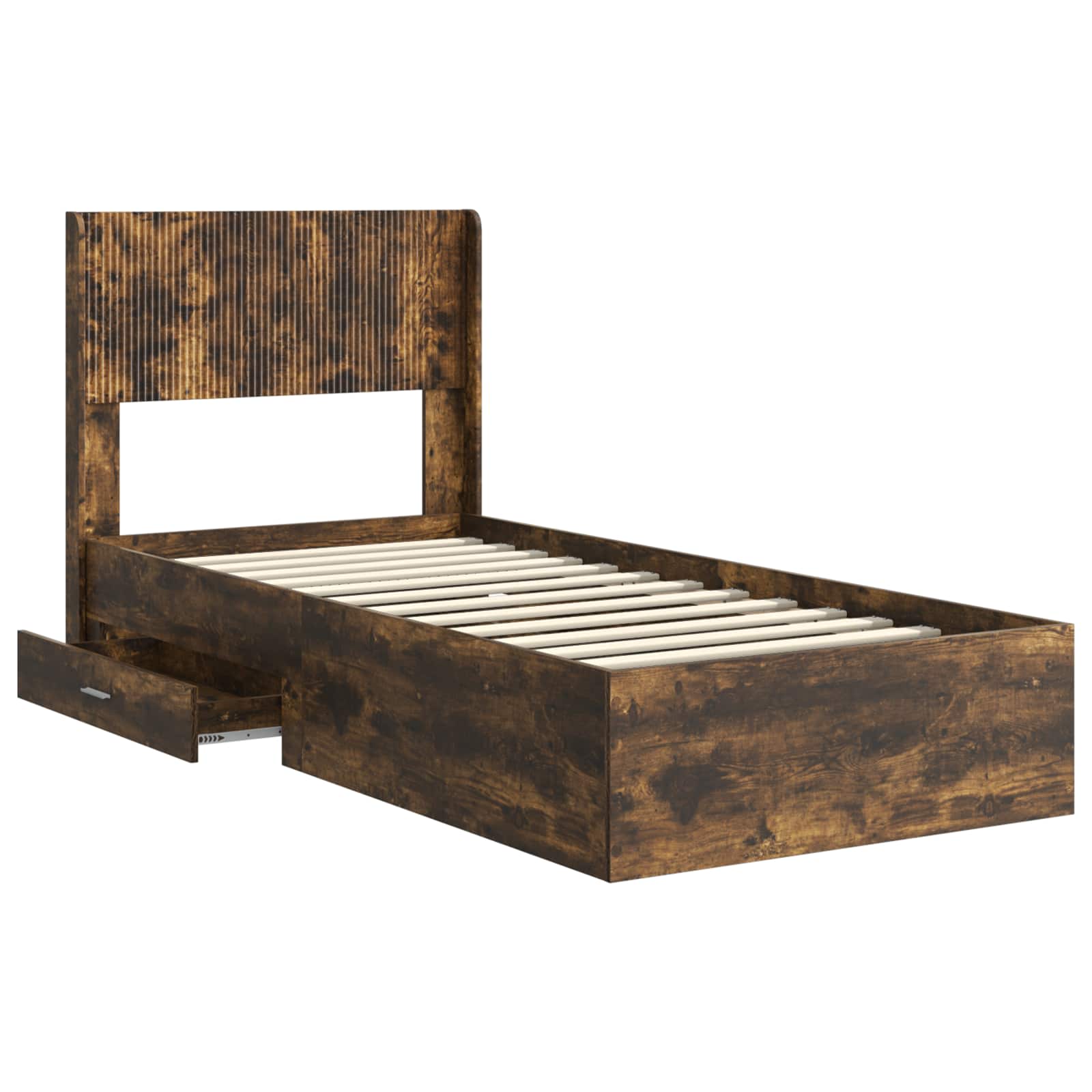 Bedframe met opbergruimte en hoofdbord Gerookt eiken – afbeelding 5