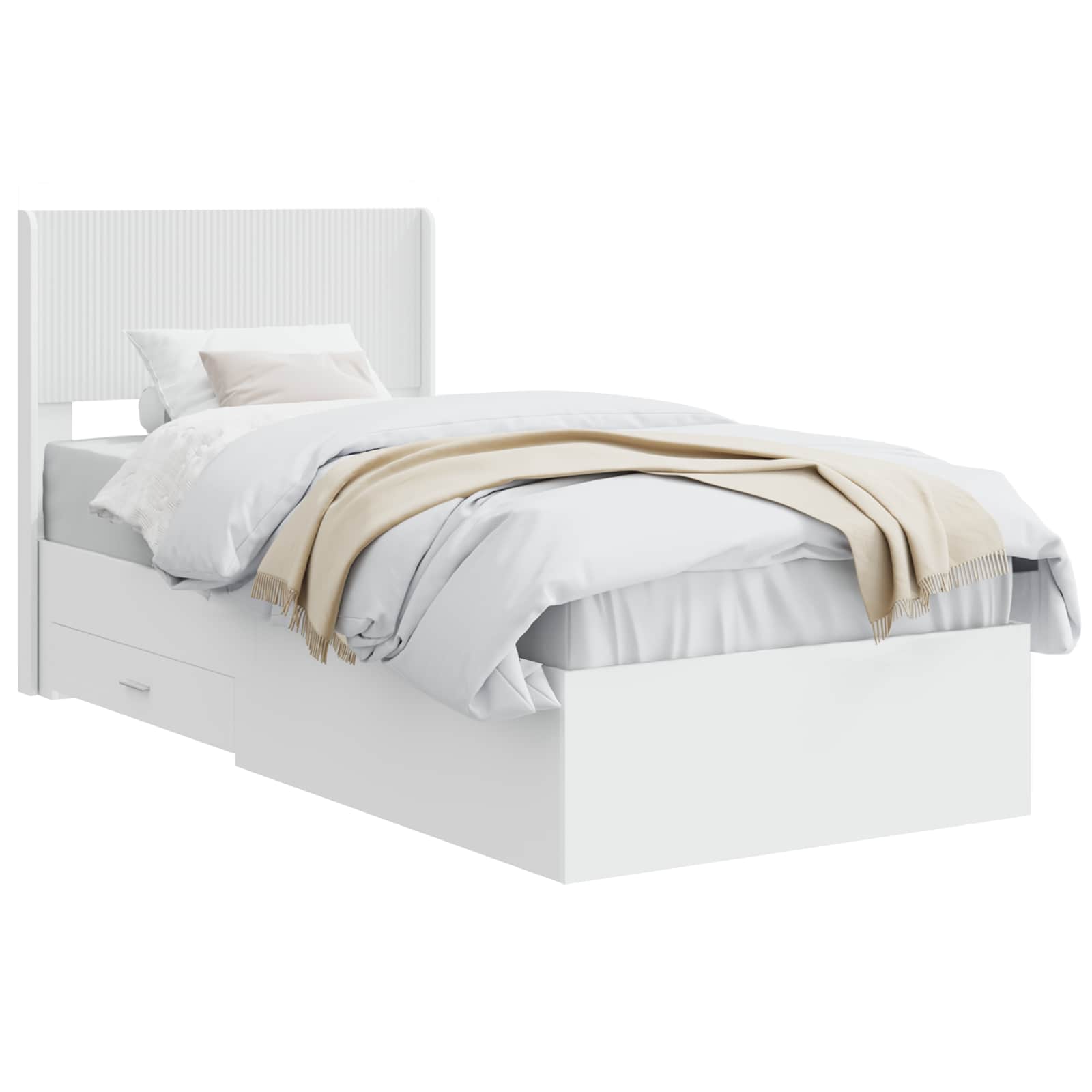 Bedframe met opbergruimte en hoofdbord Wit 90 x 190 cm – afbeelding 2