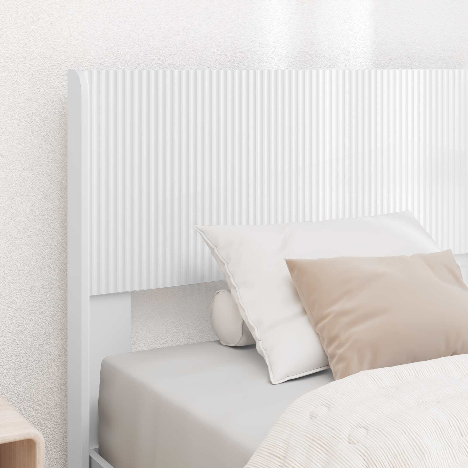 Bedframe met opbergruimte en hoofdbord Wit 90 x 190 cm – afbeelding 3
