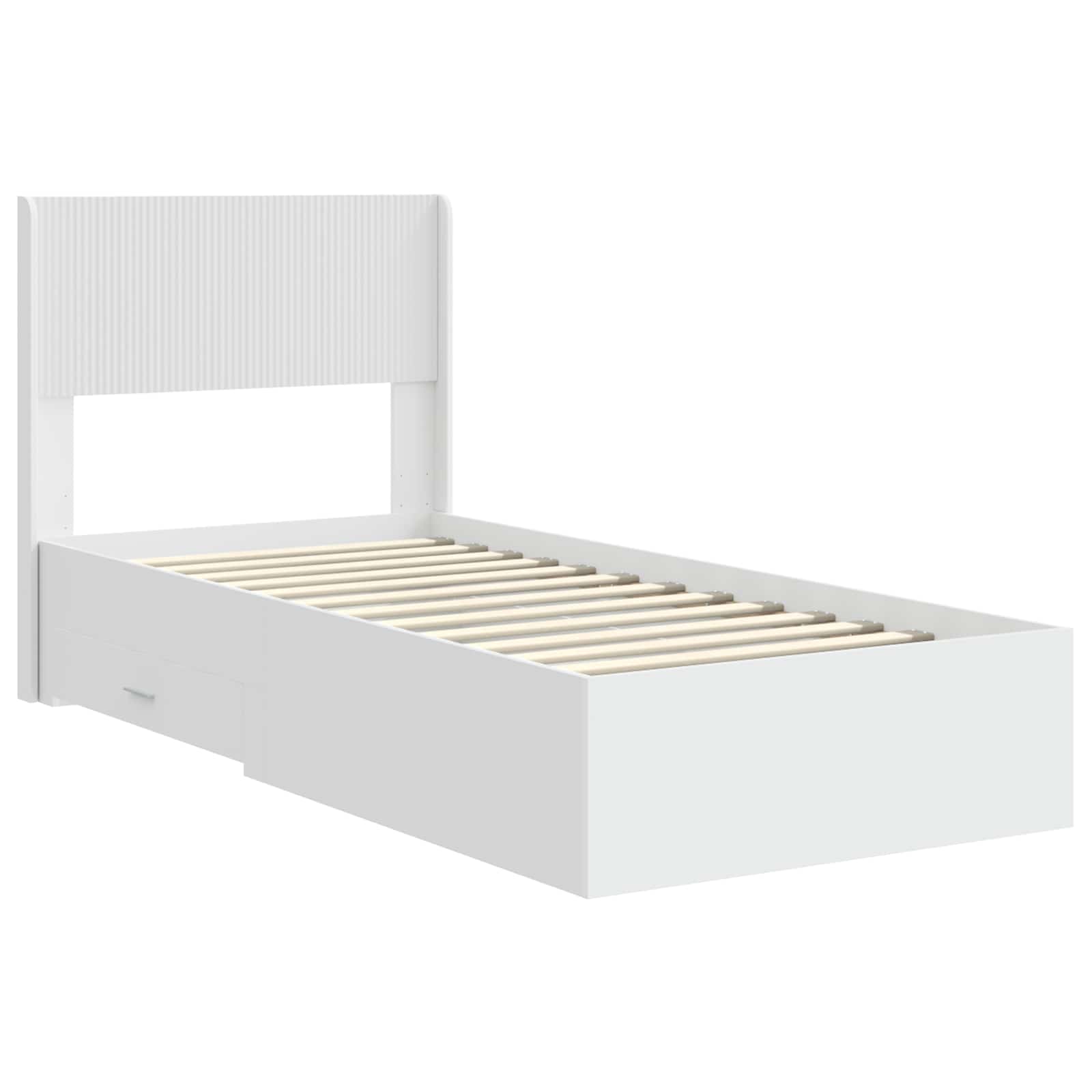 Bedframe met opbergruimte en hoofdbord Wit 90 x 190 cm – afbeelding 4