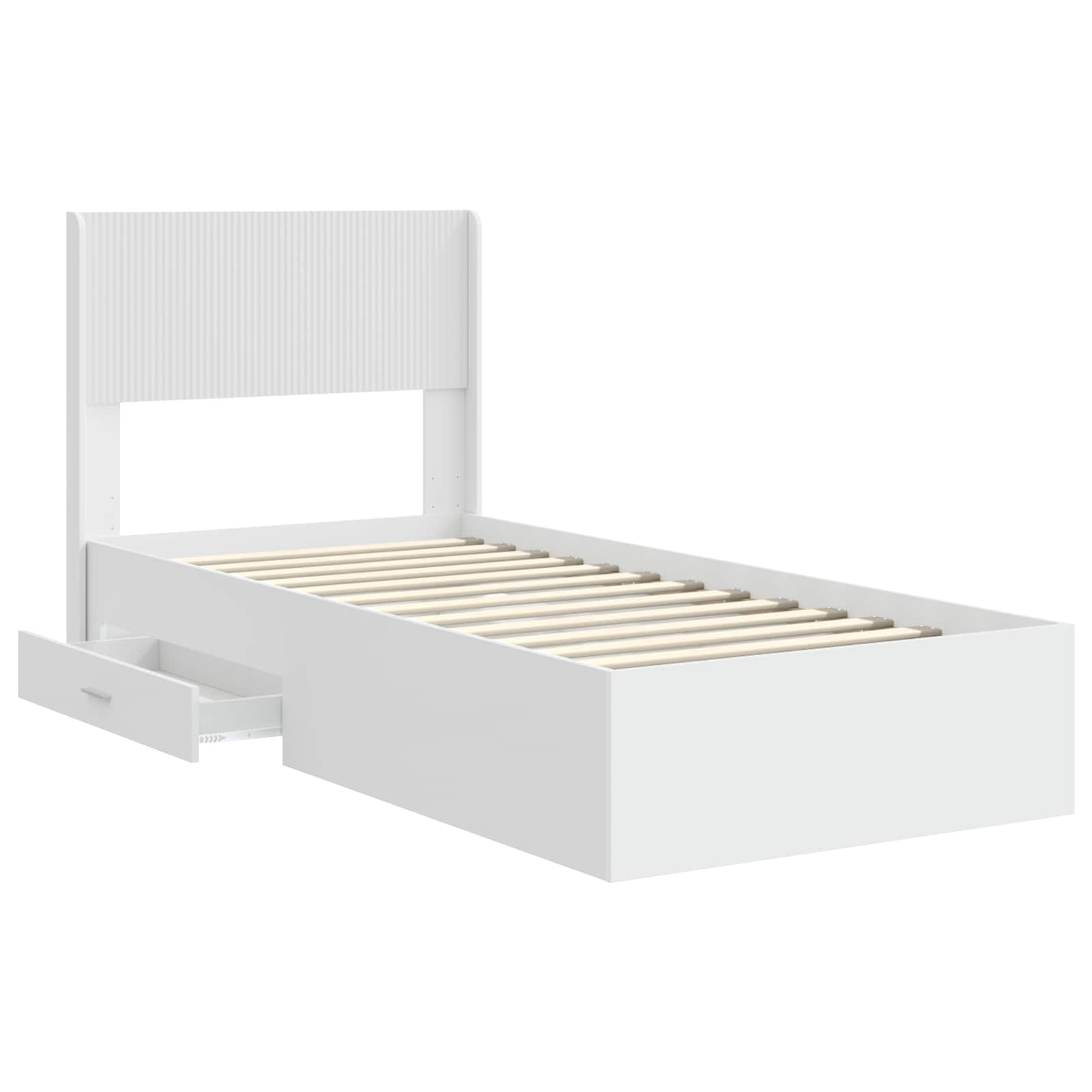 Bedframe met opbergruimte en hoofdbord Wit 90 x 190 cm – afbeelding 5