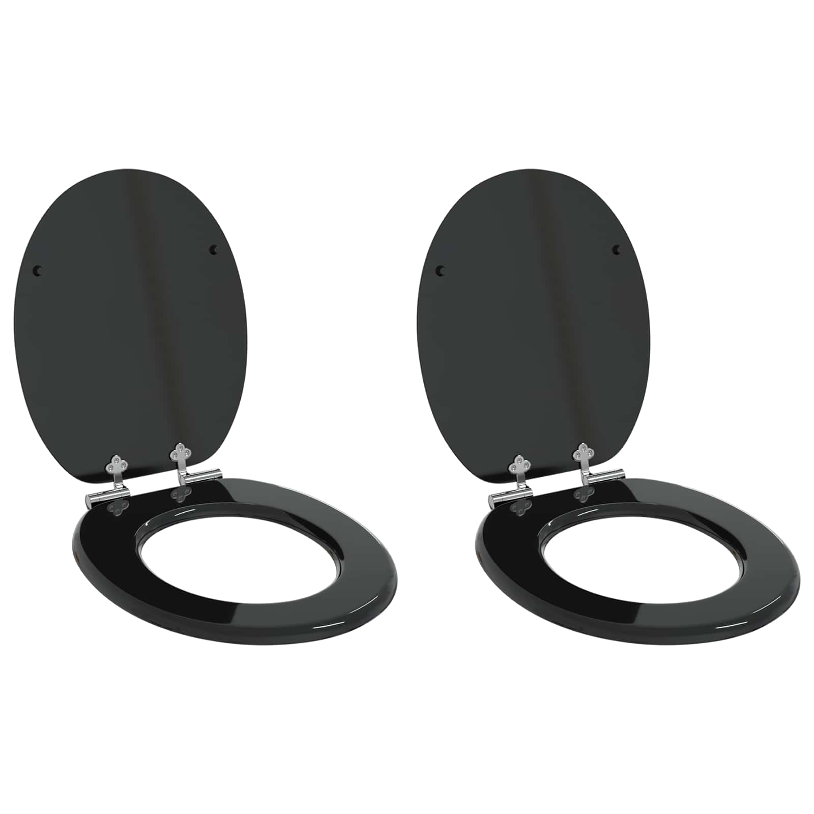 Zachte sluit toiletbril 2 pcs Zwart 44 x 38 cm MDF-plaat