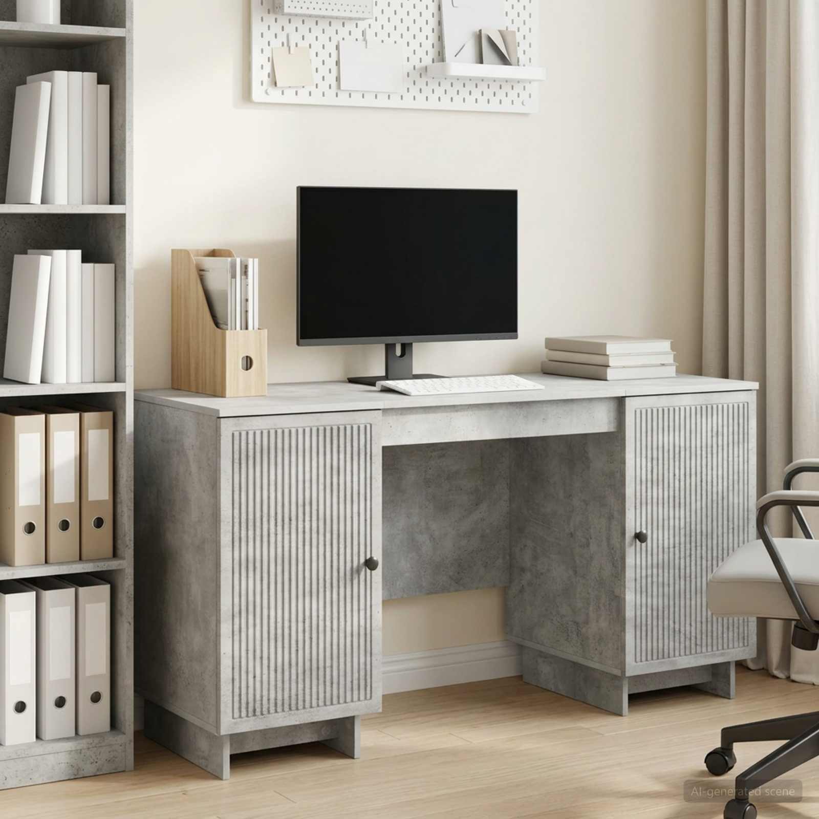 Bureau Betongrijs Bewerkt hout 142,5 x 50 x 75 cm