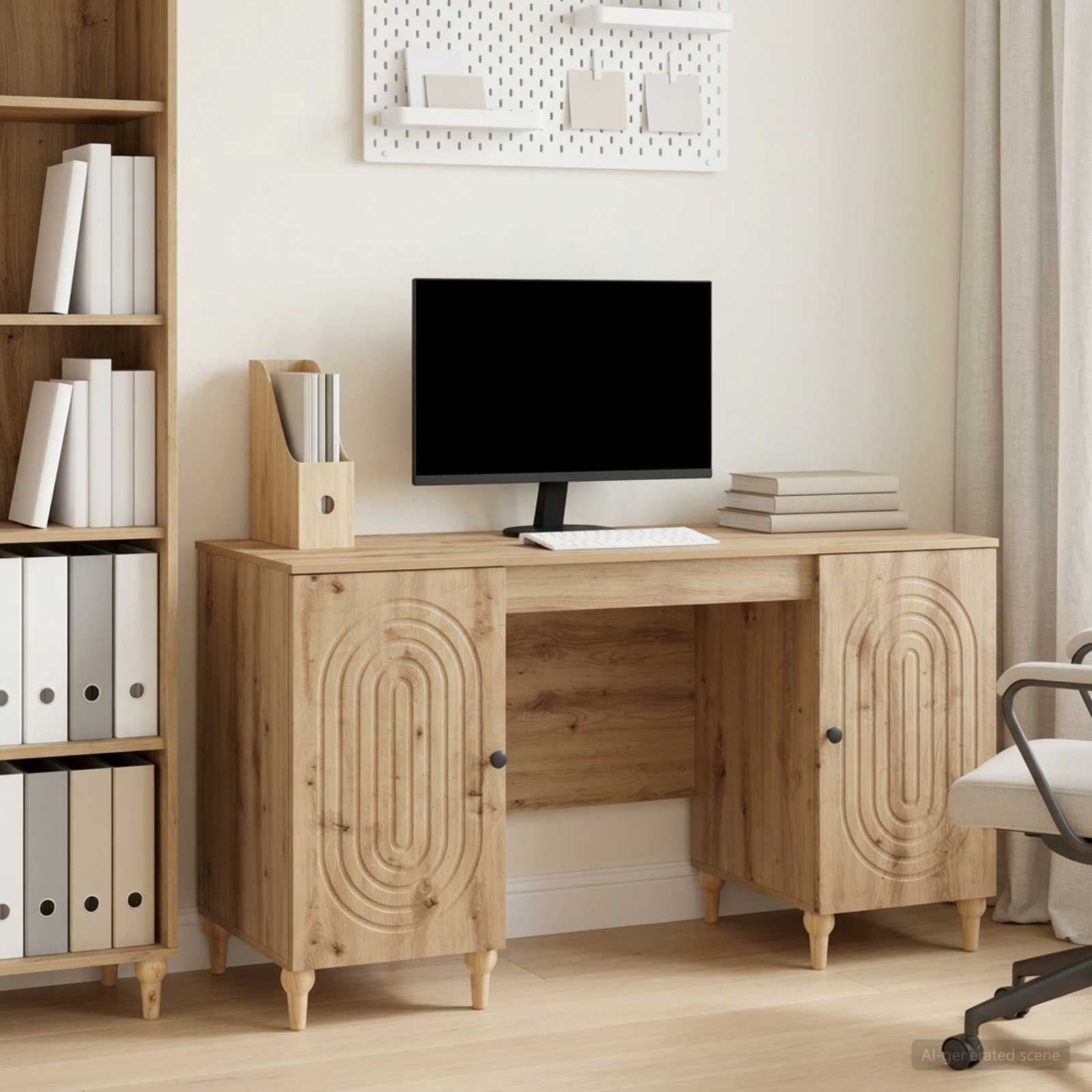 Bureau Artisanaal eiken 142,5 x 50 x 75 cm Bewerkt hout