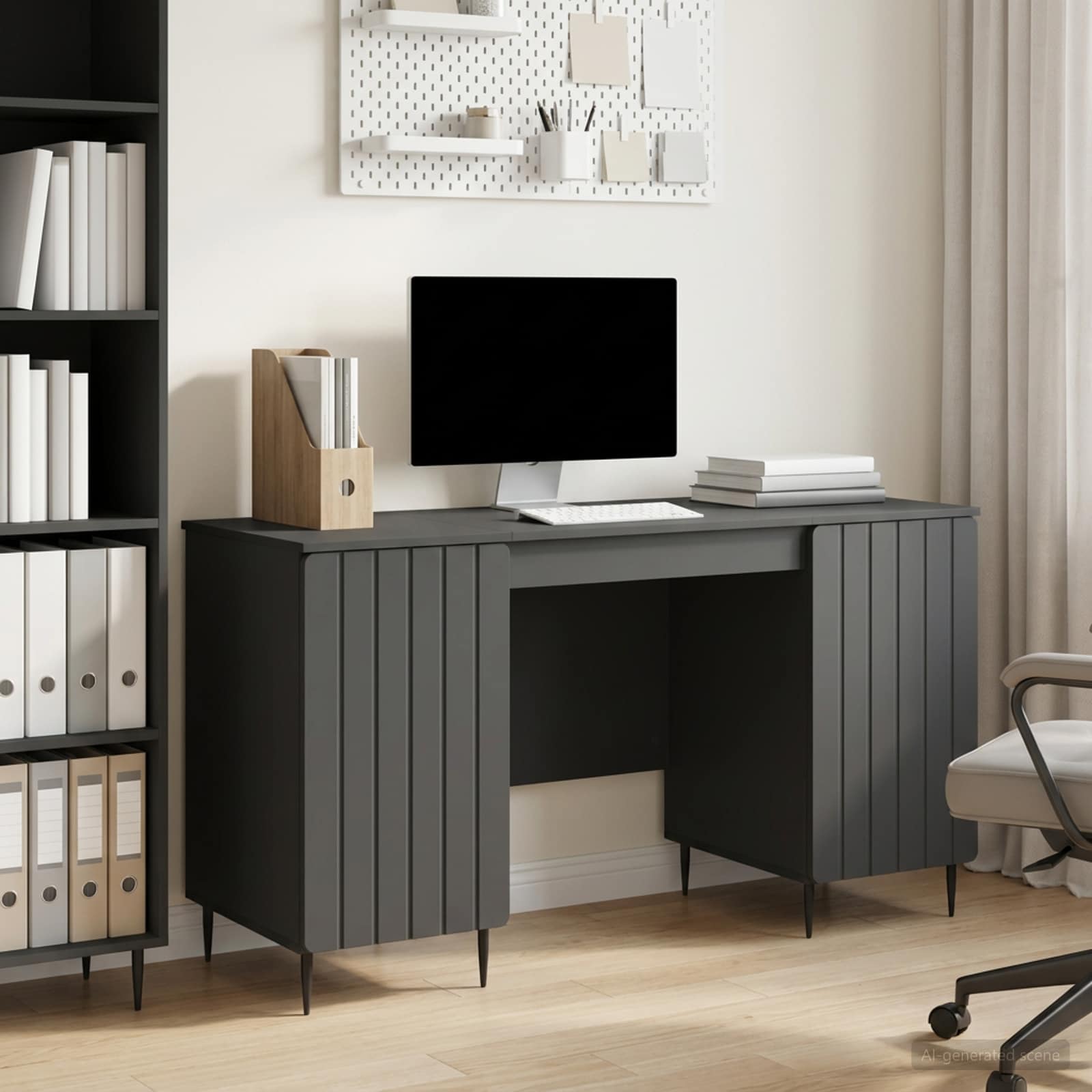Bureau met plank Zwart 142,5 x 50 x 75 cm Bewerkt hout