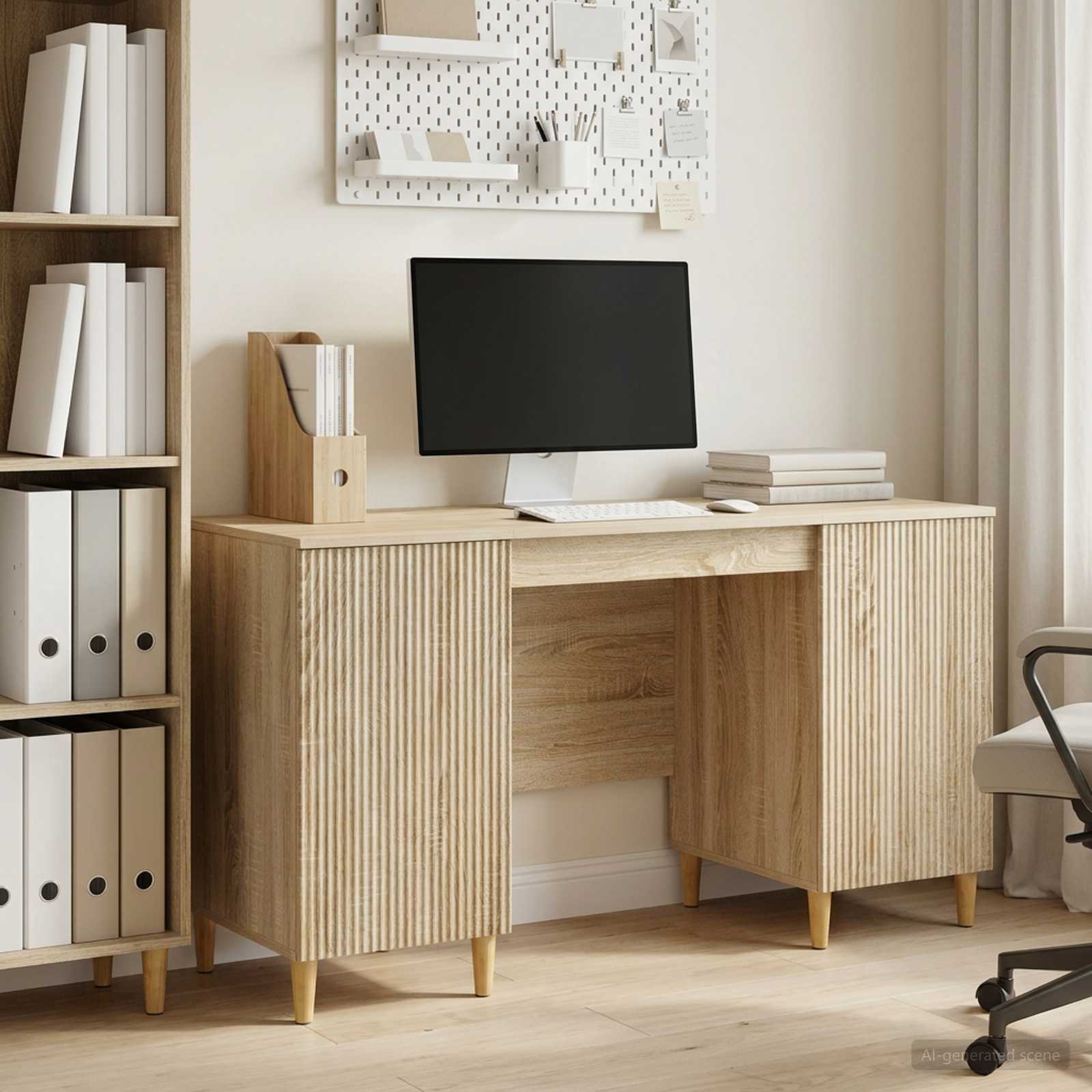 Bureau met plank Sonoma Eiken 142,5 x 50 x 75 cm Bewerkt hout