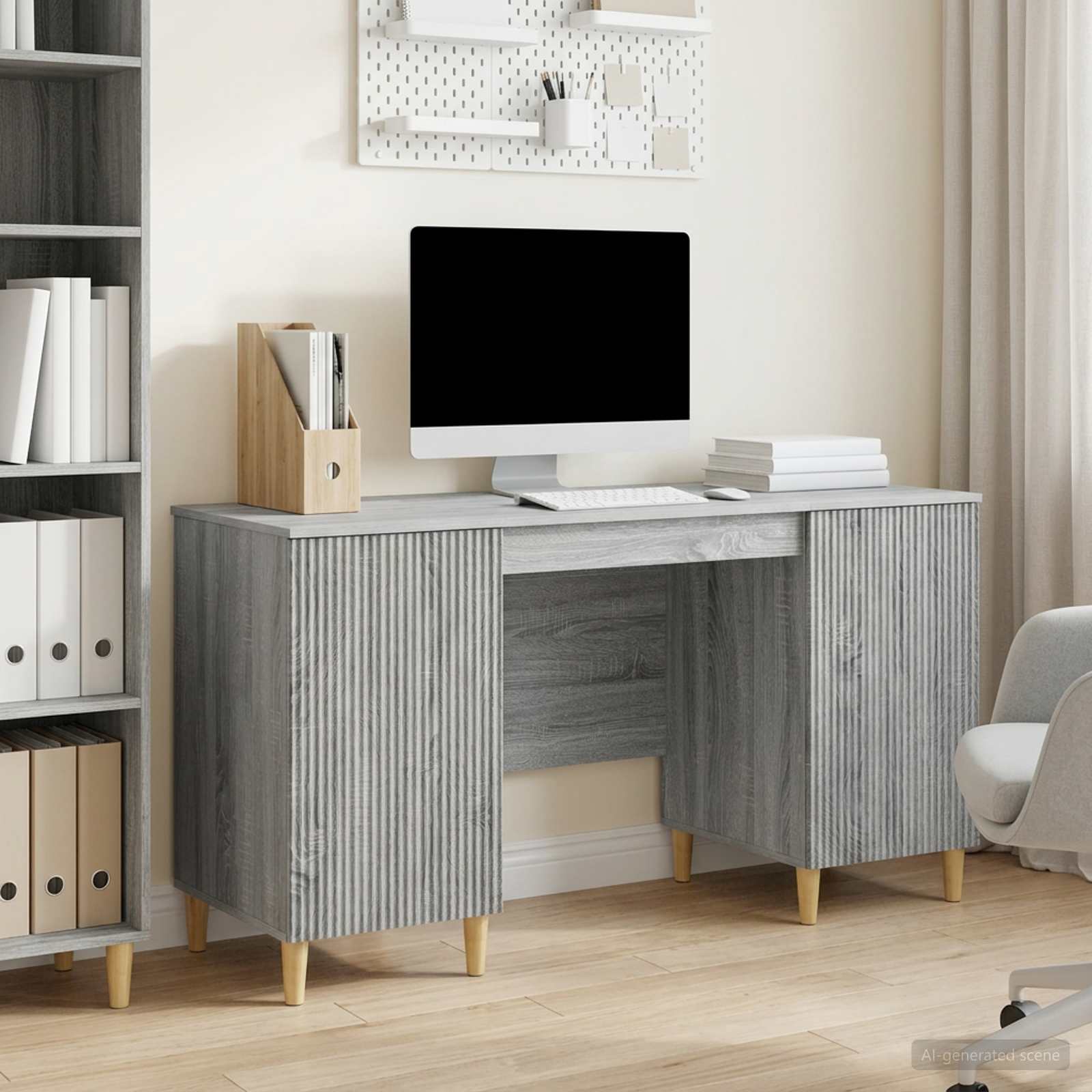 Bureau met plank Grijs sonoma 142,5 x 50 x 75 cm Bewerkt hout