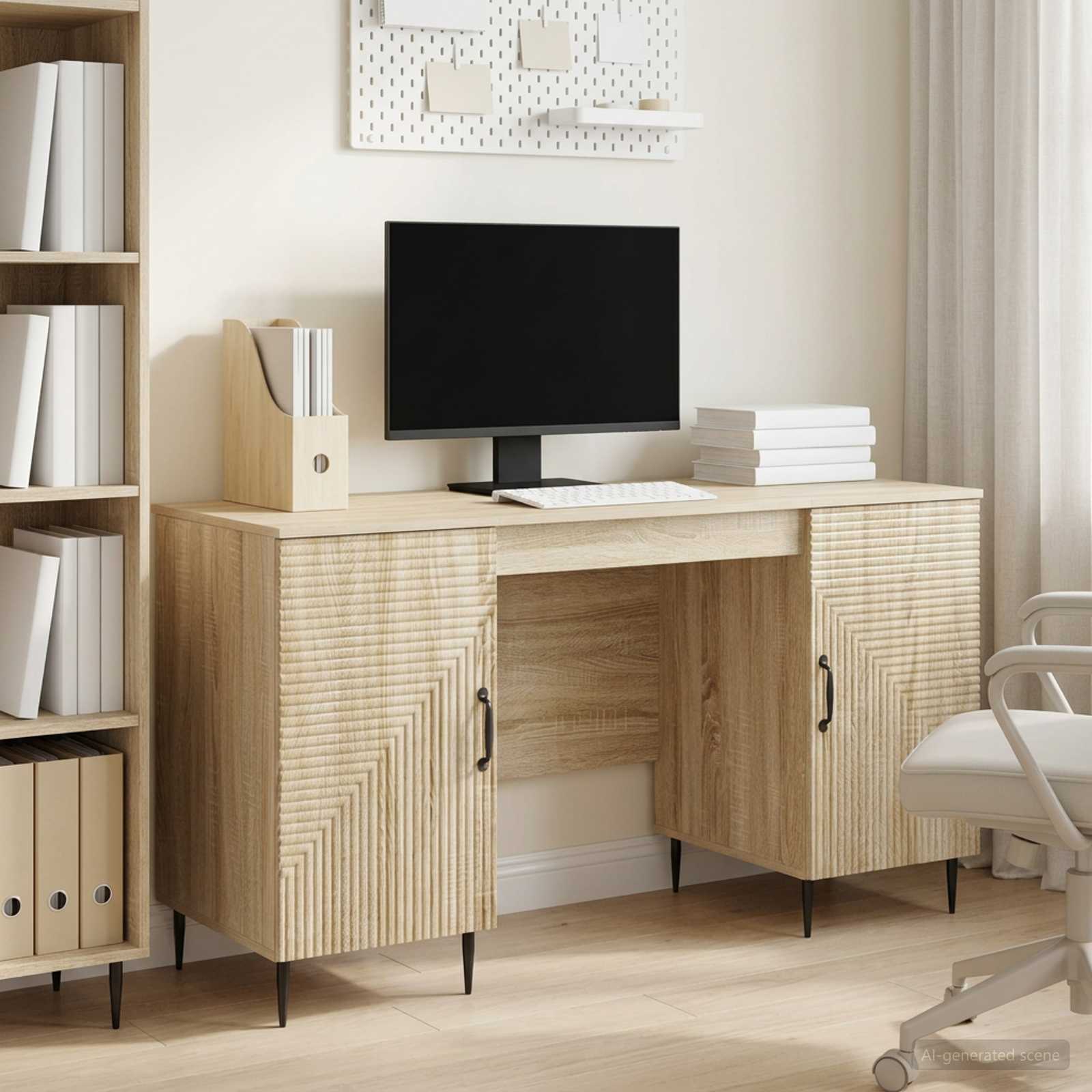 Bureau met plank Sonoma Eiken 142,5 x 50 x 75 cm Bewerkt hout