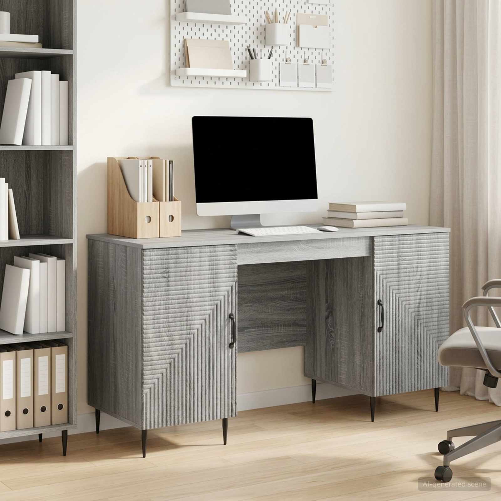 Bureau met plank Grijs sonoma 142,5 x 50 x 75 cm Bewerkt hout