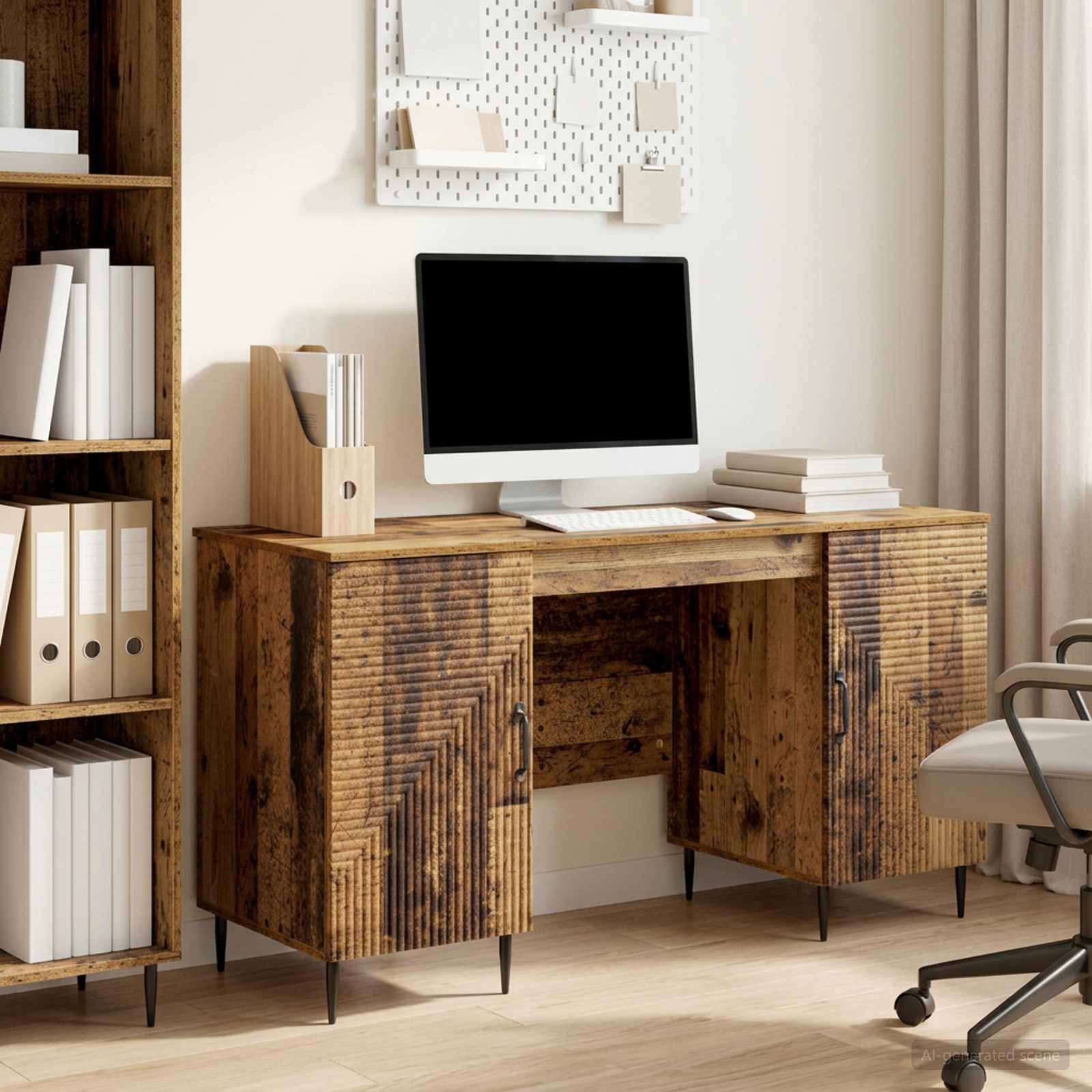 Bureau met plank Oud hout 142,5 x 50 x 75 cm Bewerkt hout