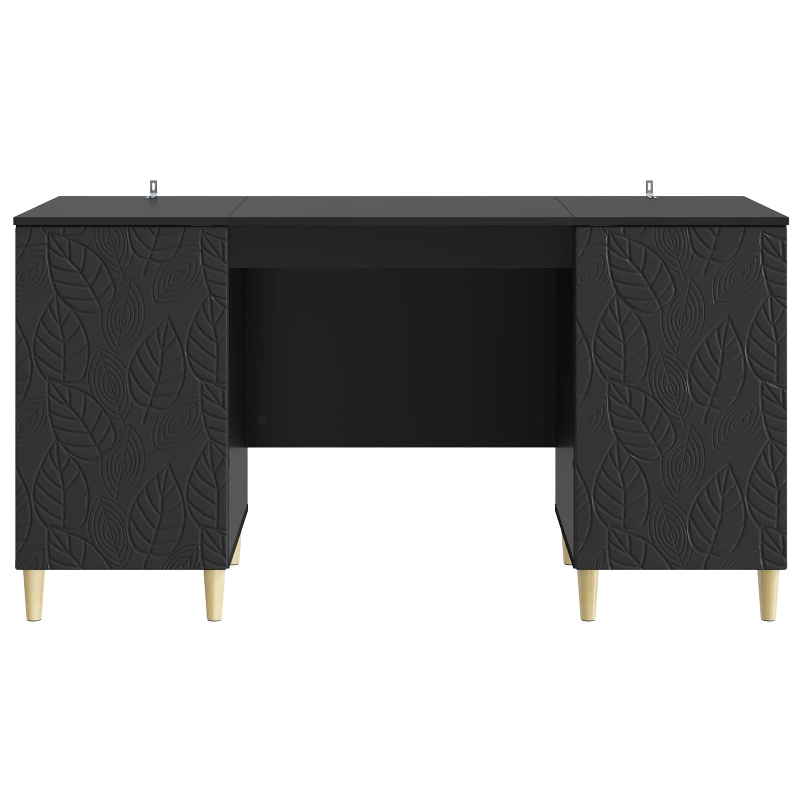Bureau Zwart Bewerkt hout 142,5 x 50 x 75 cm – afbeelding 4