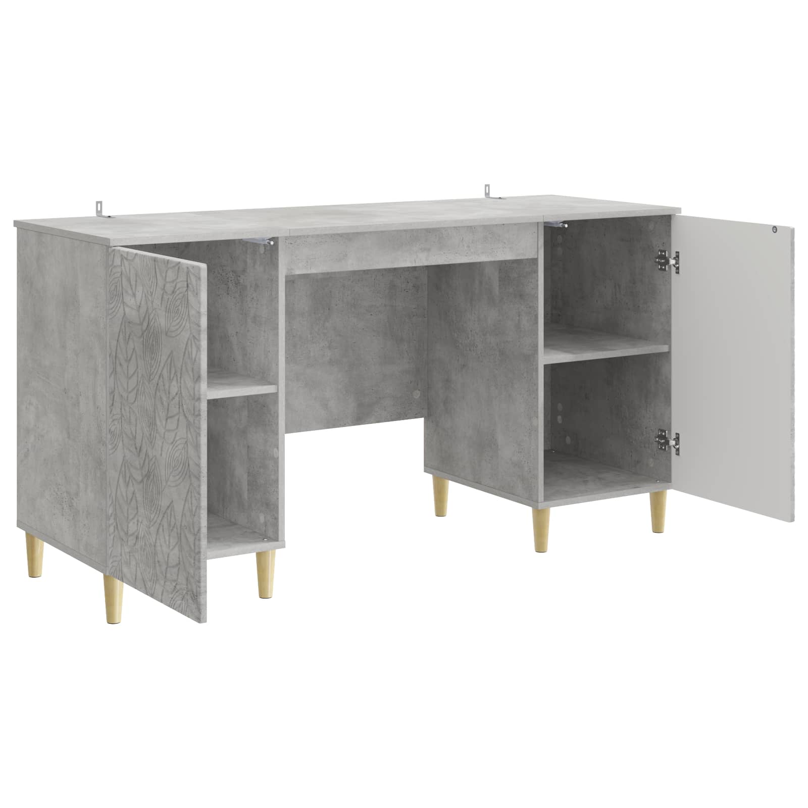 Bureau Betongrijs Bewerkt hout 142,5 x 50 x 75 cm – afbeelding 3