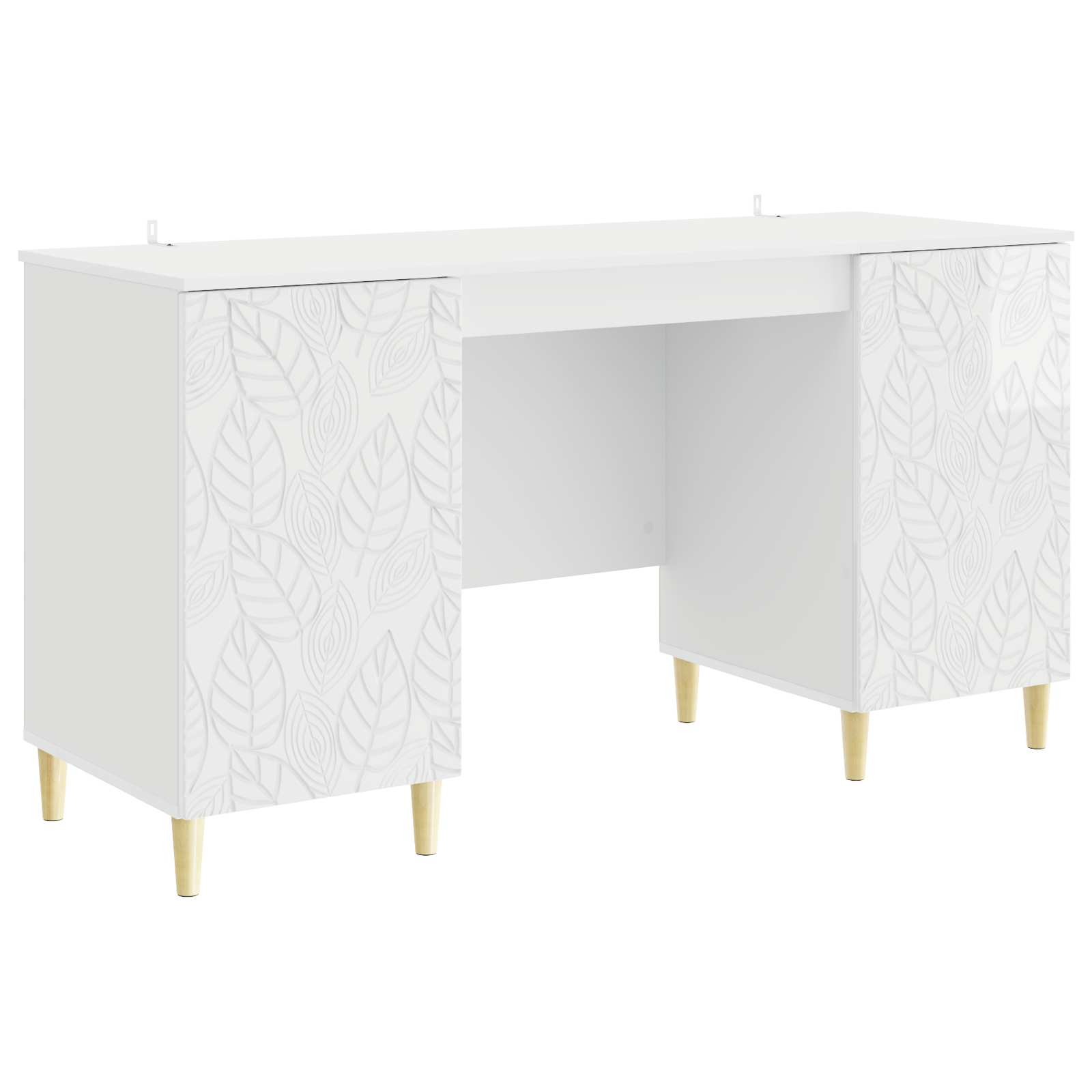 Bureau Hoogglans Wit Bewerkt hout 142,5 x 50 x 75 cm – afbeelding 2