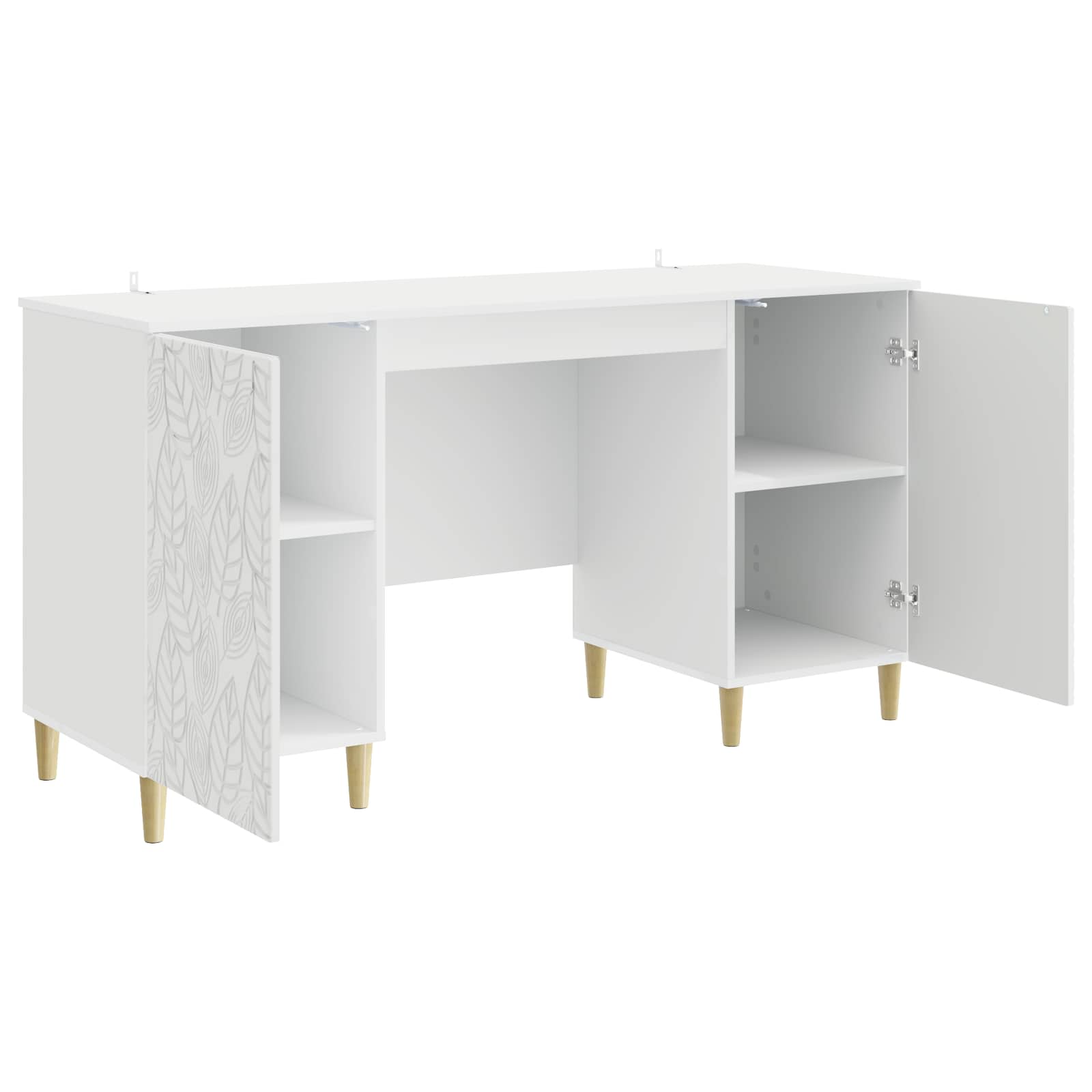 Bureau Hoogglans Wit Bewerkt hout 142,5 x 50 x 75 cm – afbeelding 3