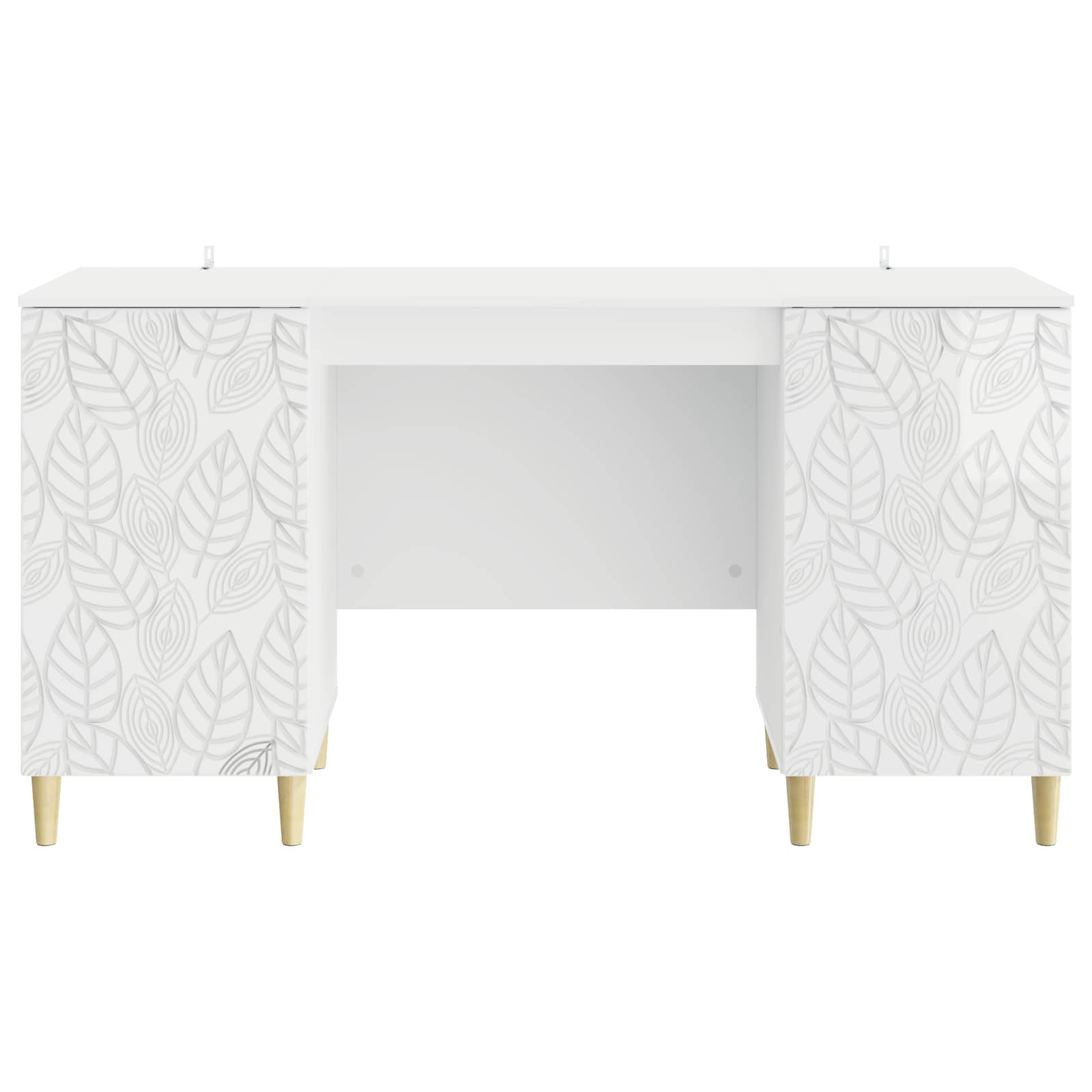 Bureau Hoogglans Wit Bewerkt hout 142,5 x 50 x 75 cm – afbeelding 4