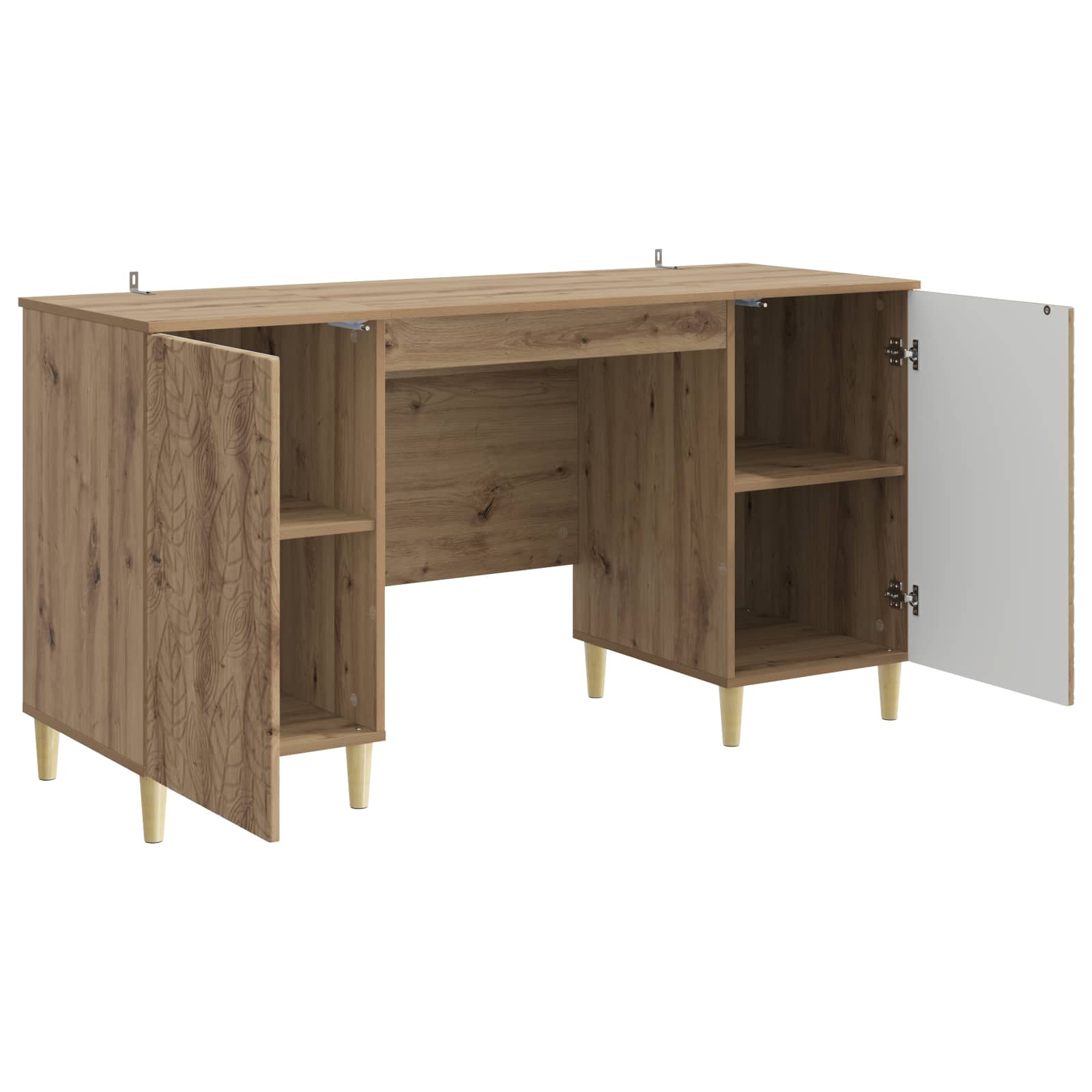 Bureau Artisanaal eiken Bewerkt hout 142,5 x 50 x 75 cm – afbeelding 3