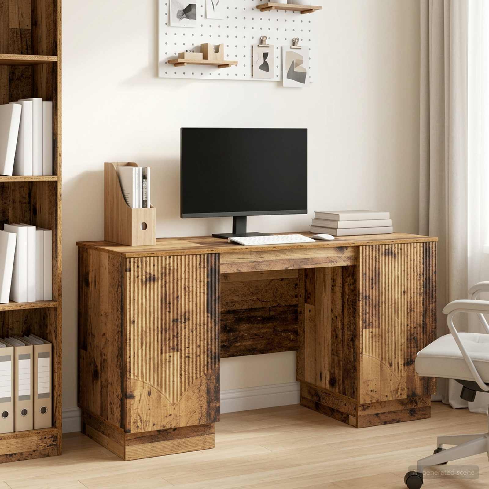 Bureau met plank Oud hout 142,5 x 50 x 75 cm Bewerkt hout