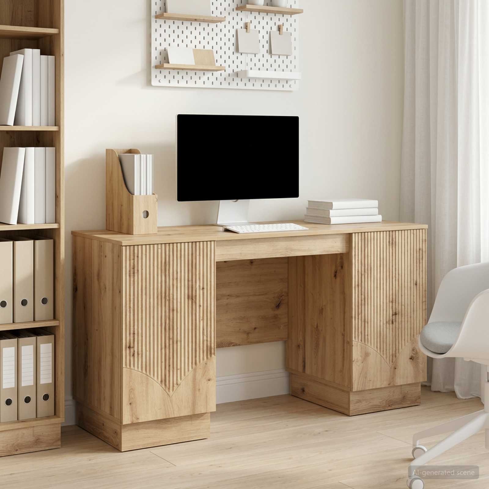Bureau Artisanaal eiken 142,5 x 50 x 75 cm Bewerkt hout