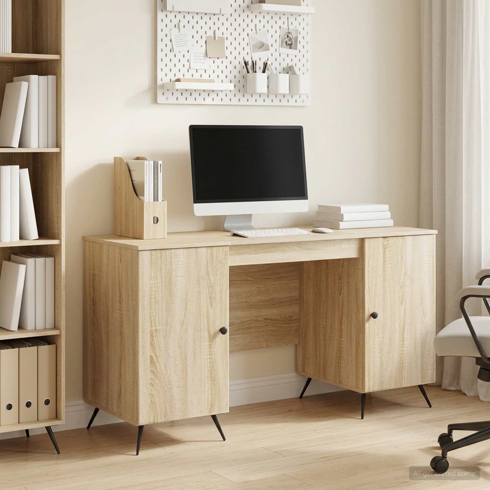 Bureau met plank Sonoma Eiken 142,5 x 50 x 75 cm Bewerkt hout