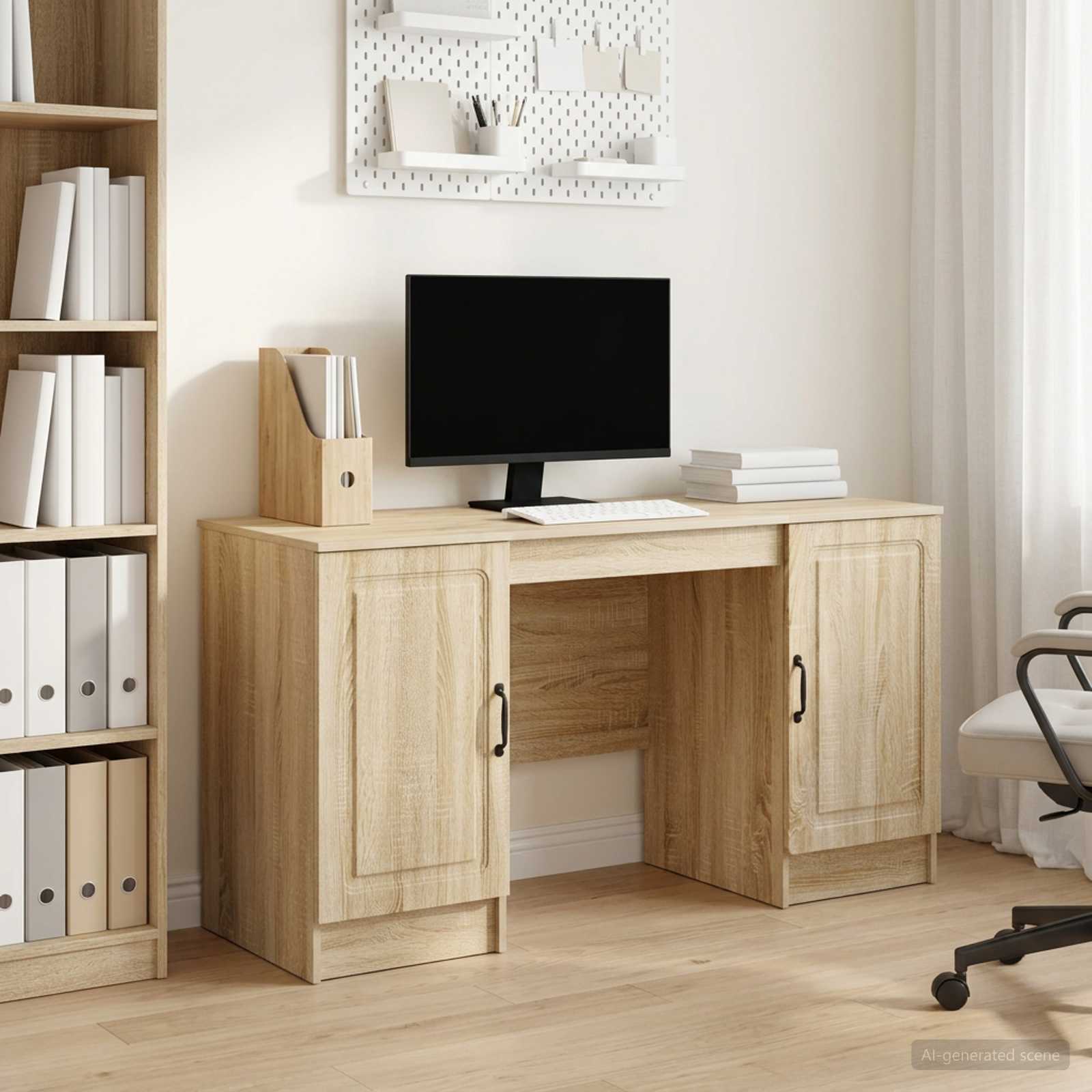 Bureau met plank Sonoma Eiken 142,5 x 50 x 75 cm Bewerkt hout