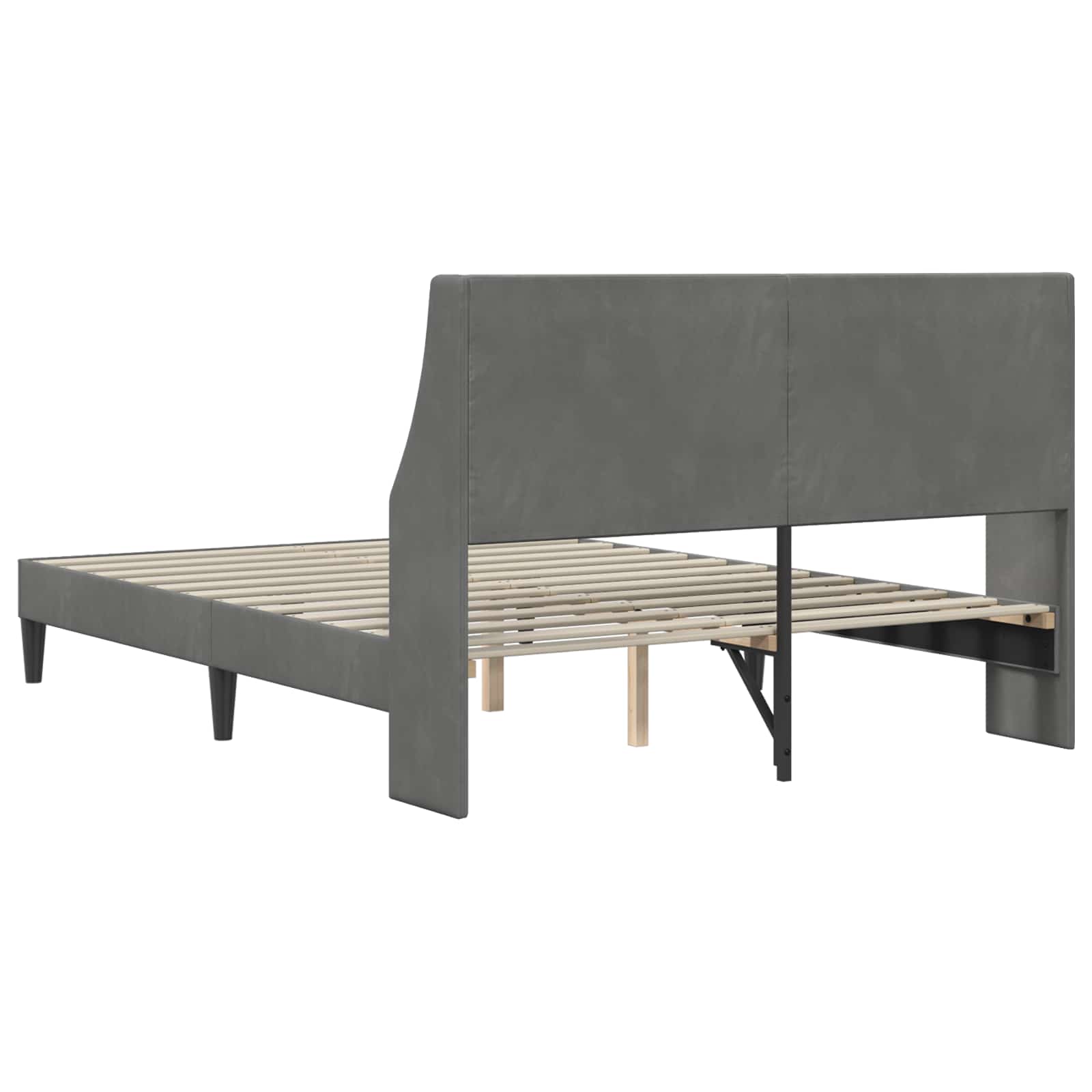Bedframe met hoofdeinde Donkergrijs Fluweel – afbeelding 6