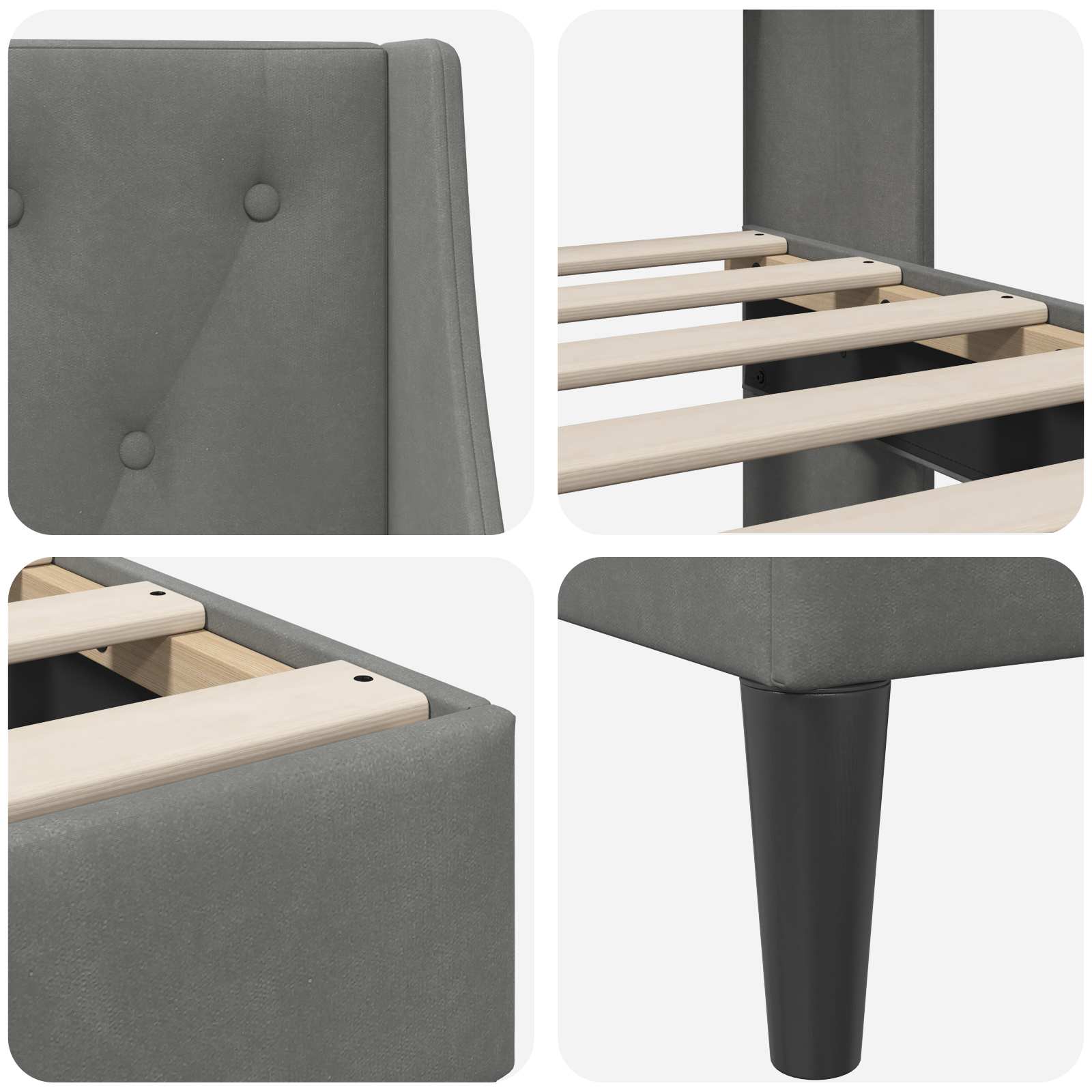 Bedframe met hoofdeinde Donkergrijs Fluweel – afbeelding 7