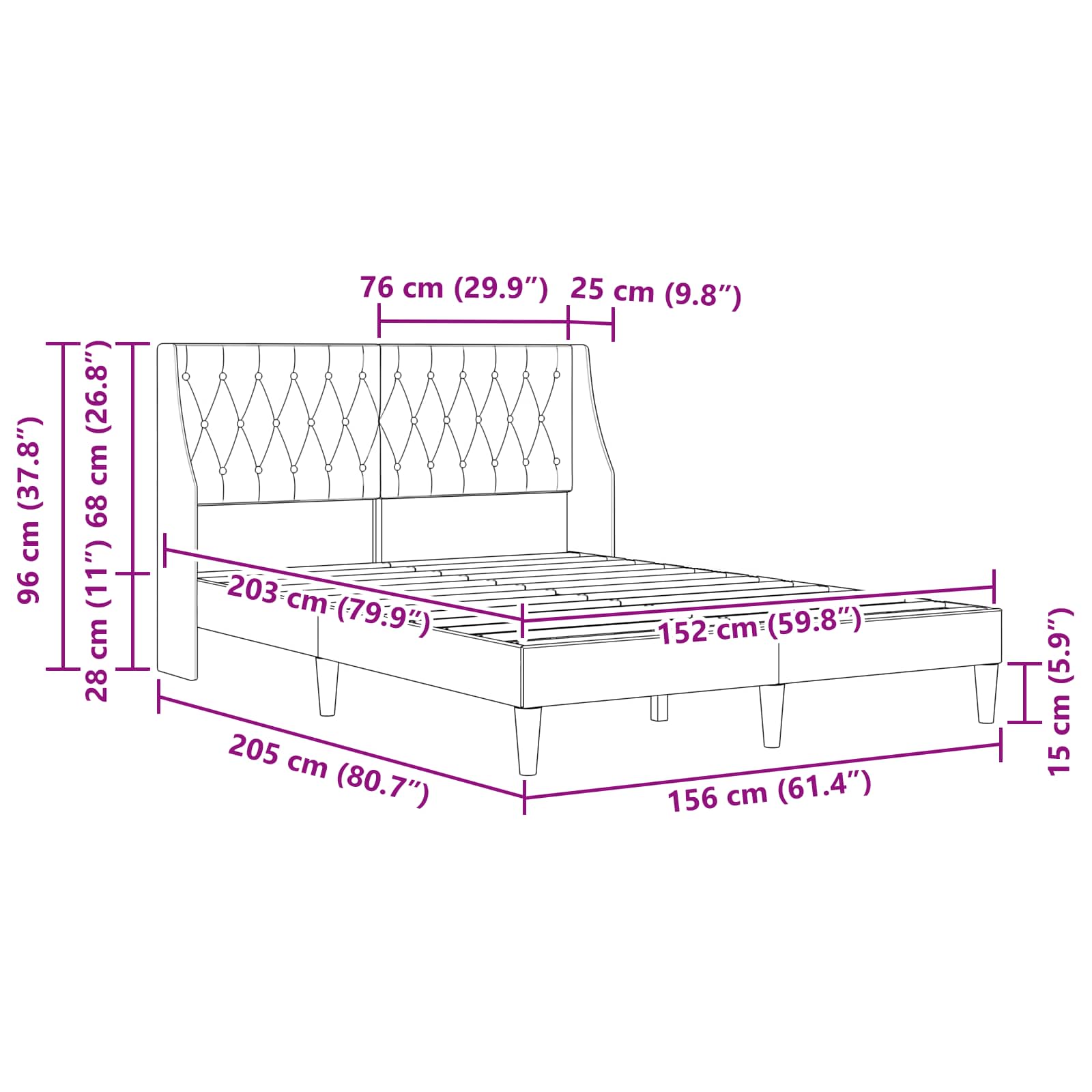 Bedframe met hoofdeinde Donkergrijs Fluweel – afbeelding 9