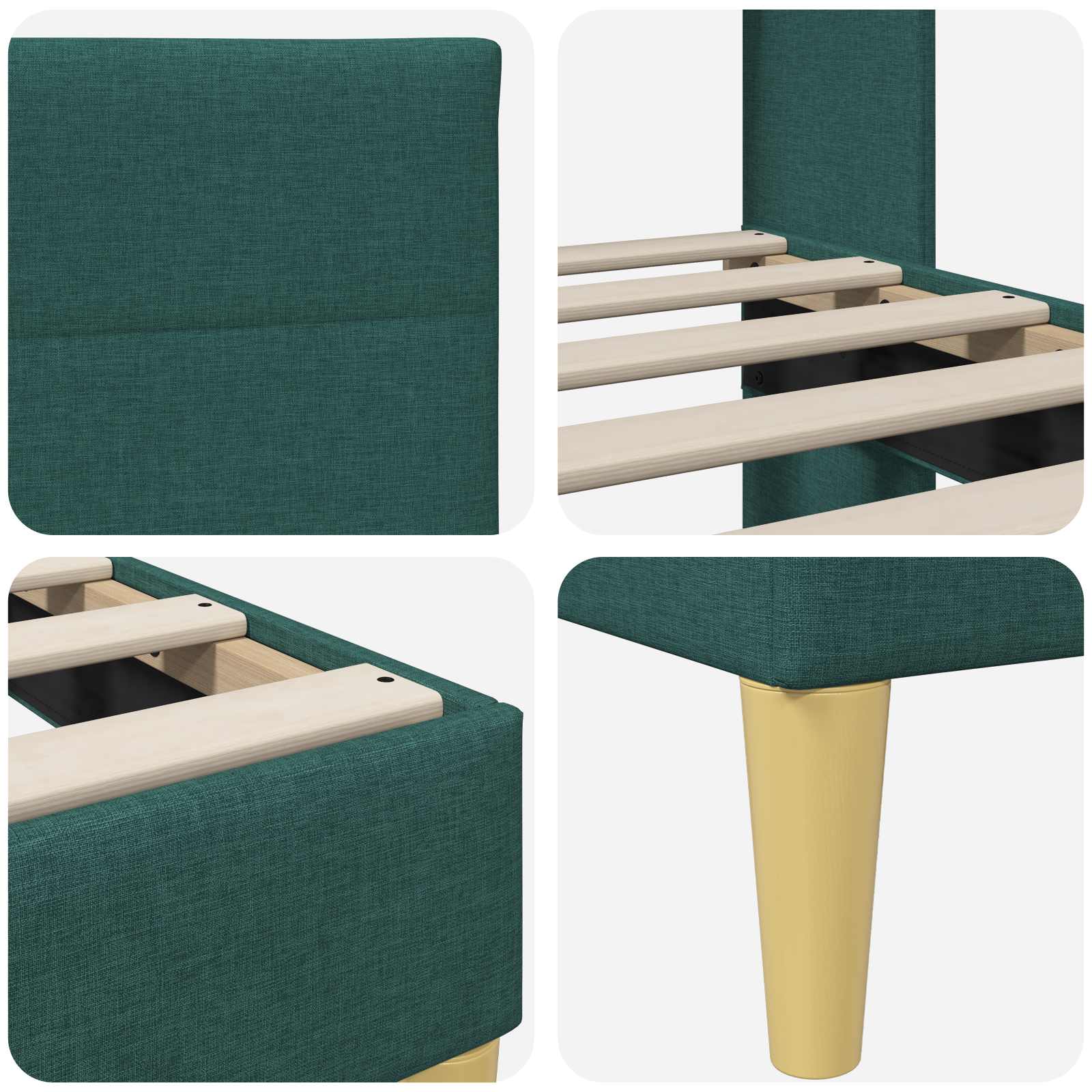 Bedframe met hoofdeinde Donkergrijs Stof – afbeelding 7
