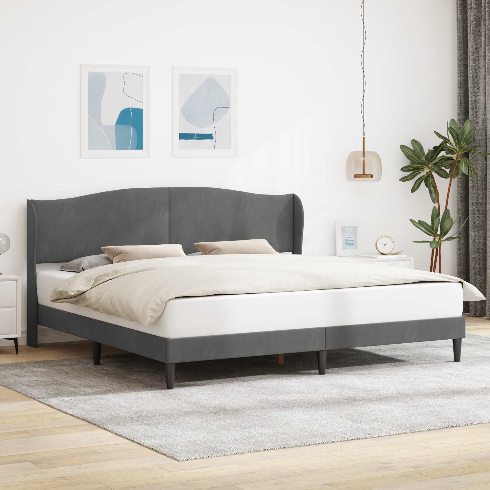 Bedframe met hoofdeinde Donkergrijs 180 x 200 cm Fluweel
