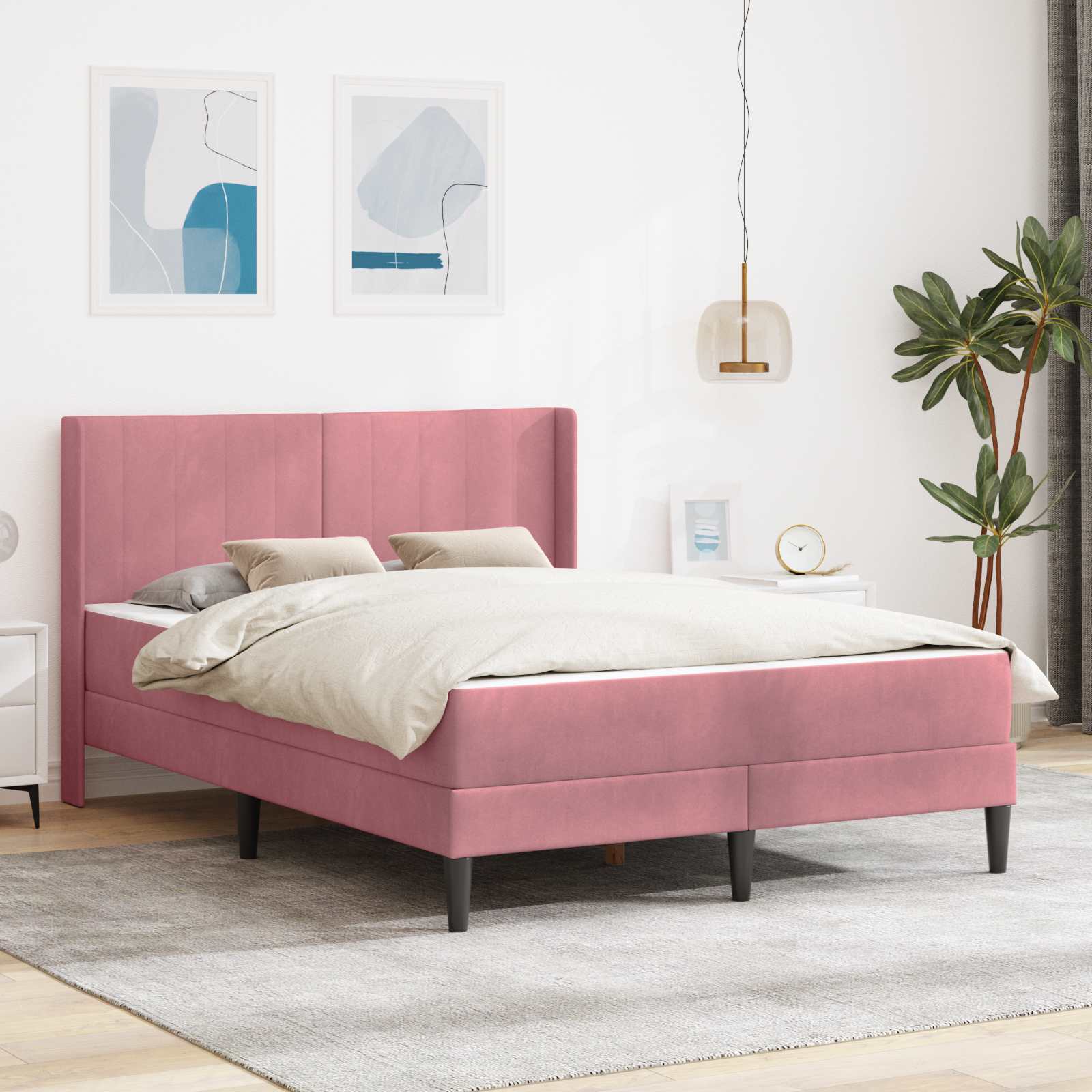 Bedframe met matras met hoofdeinde Roze 120 x 190 cm Fluweel