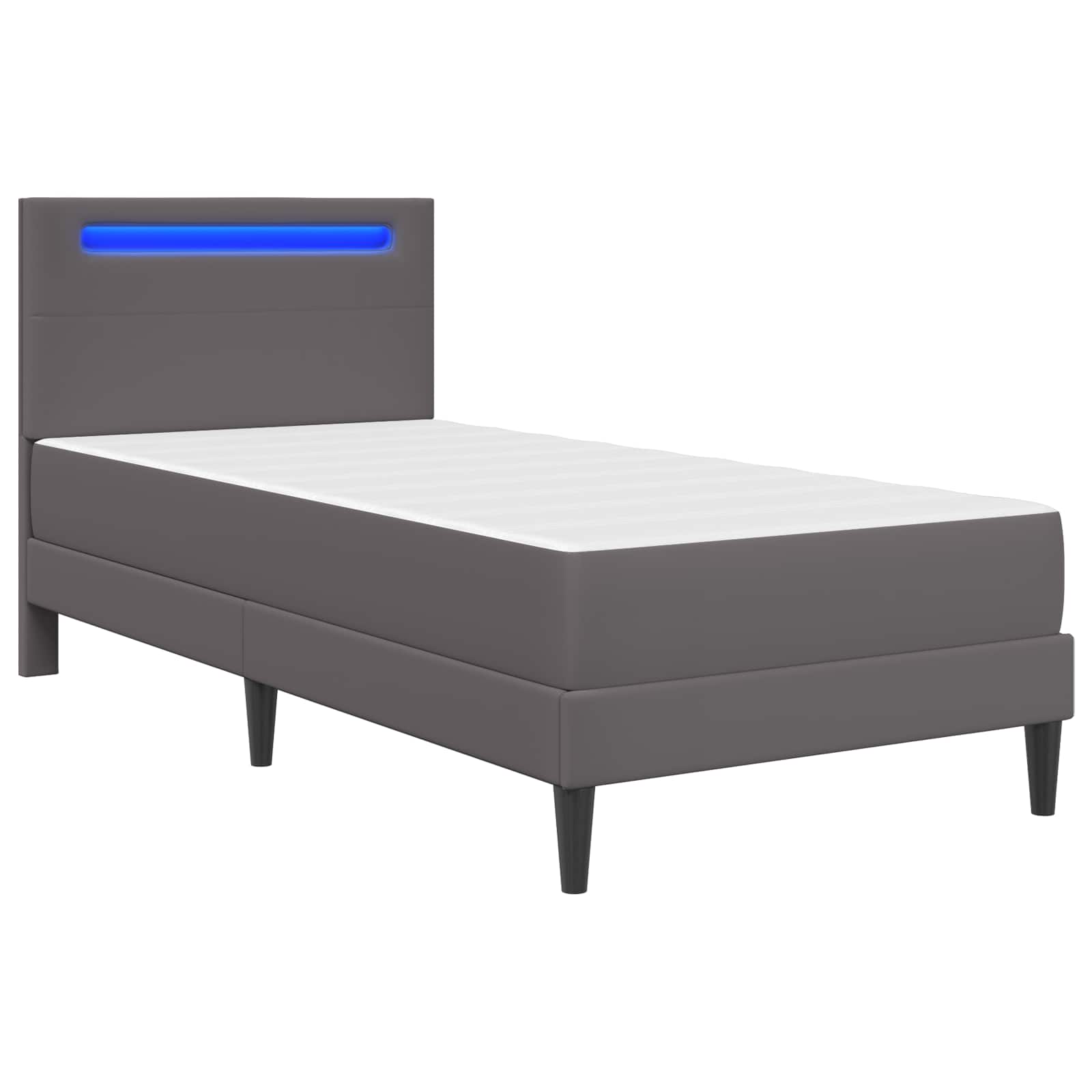 Bedframe met LED-stripverlichting met hoofdeinde Kunstleer – afbeelding 5