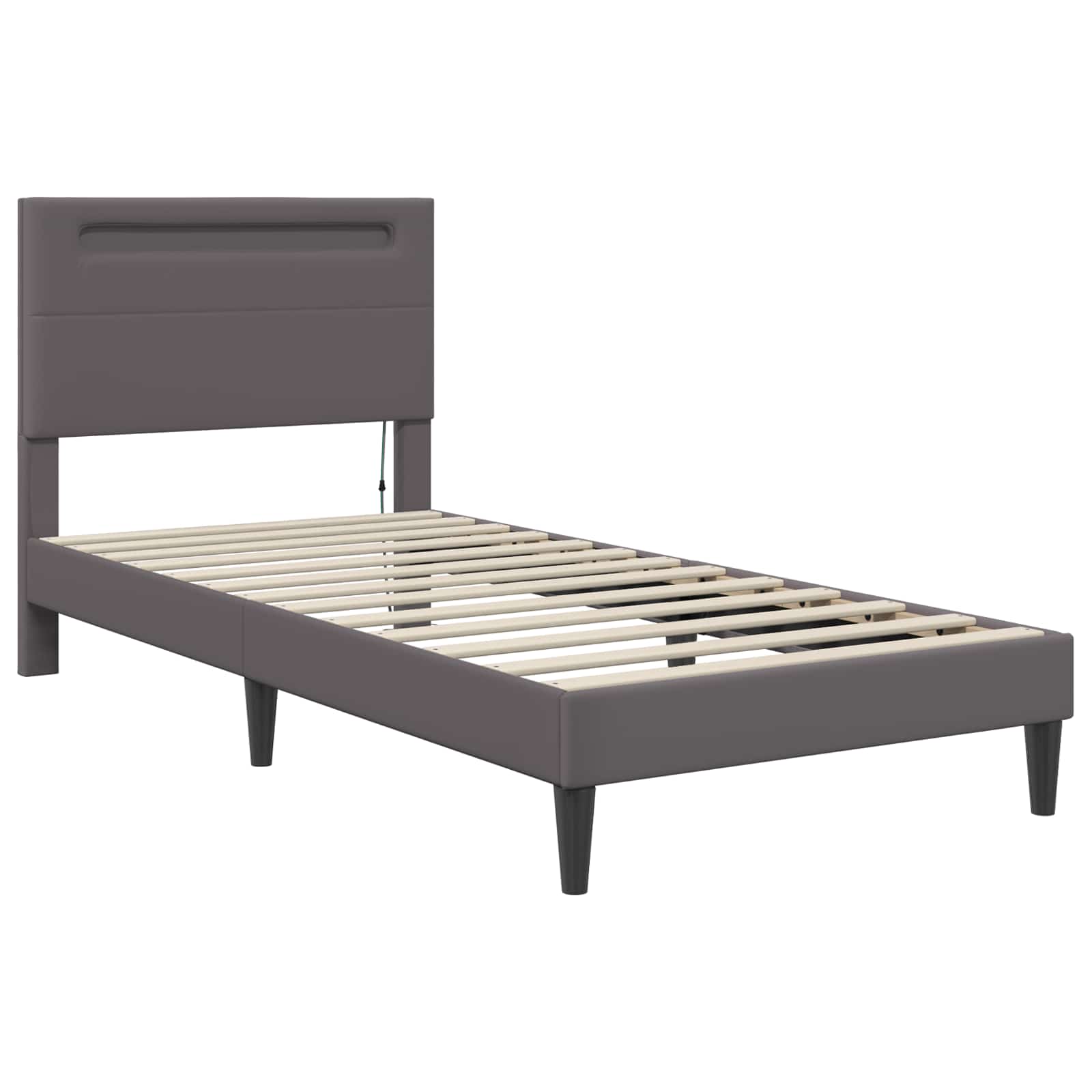 Bedframe met LED-stripverlichting met hoofdeinde Kunstleer – afbeelding 6