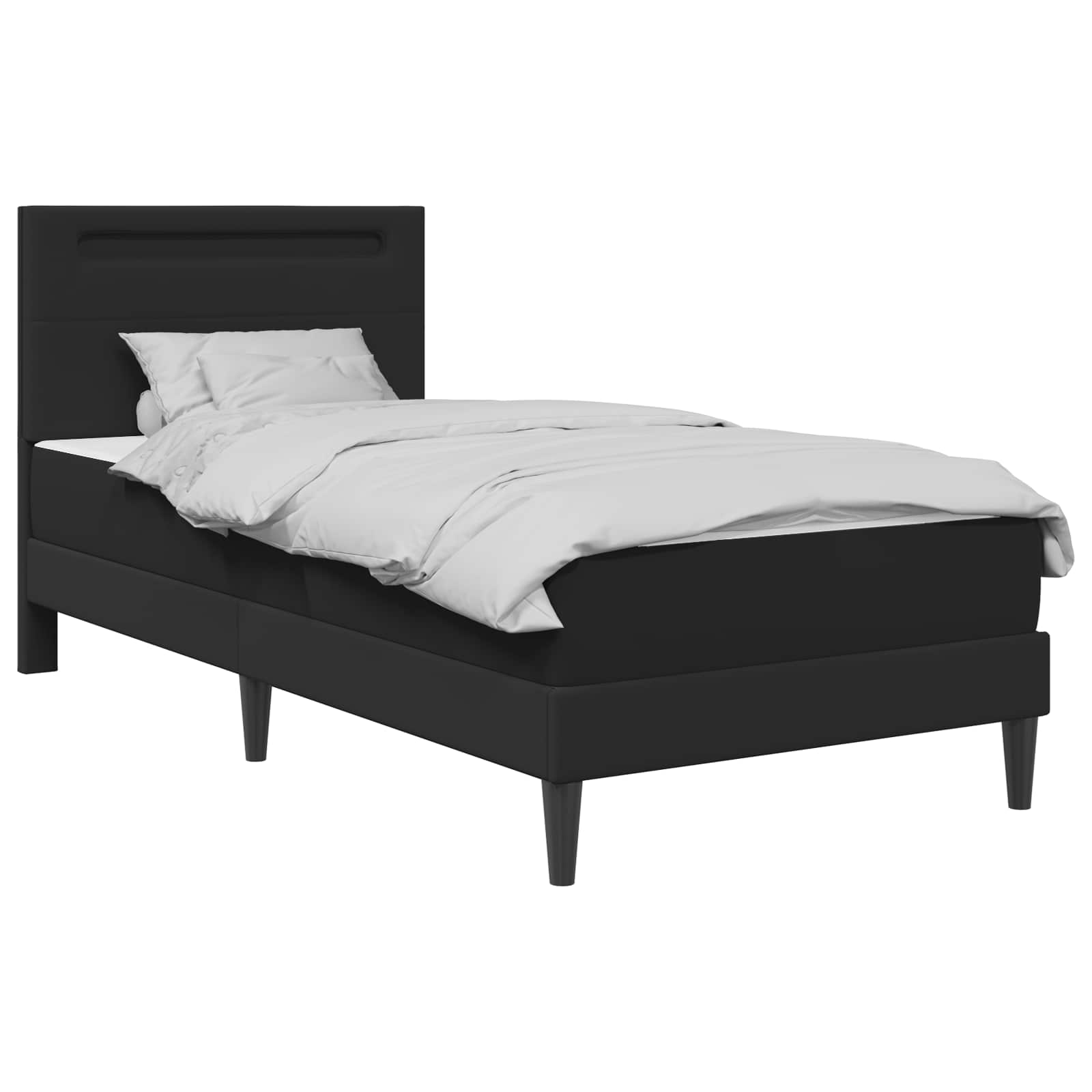 Bedframe met LED-stripverlichting met hoofdeinde Kunstleer – afbeelding 3