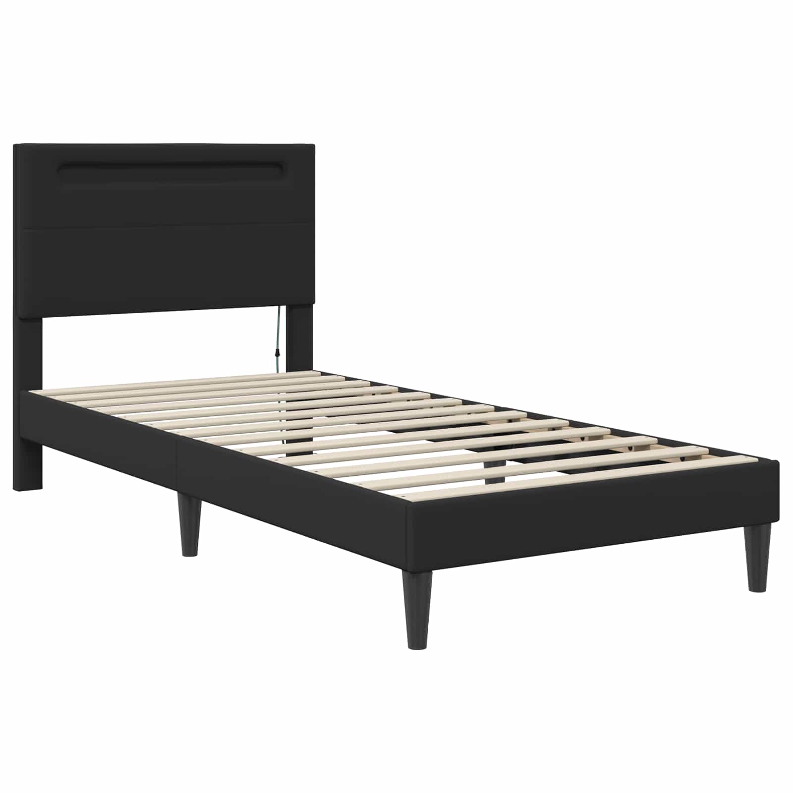 Bedframe met LED-stripverlichting met hoofdeinde Kunstleer – afbeelding 6