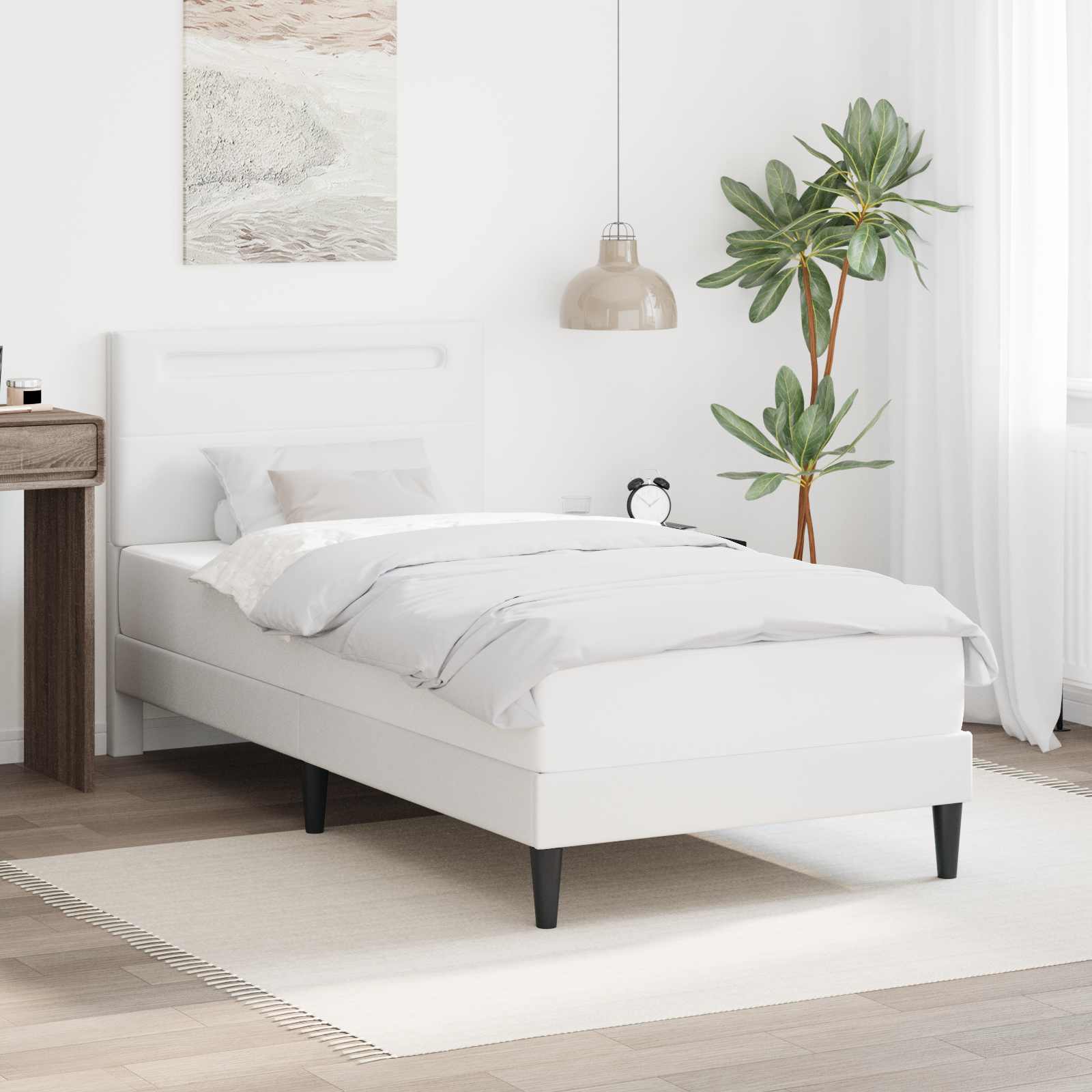 Bedframe met LED-stripverlichting Wit 80 x 200 cm Kunstleer