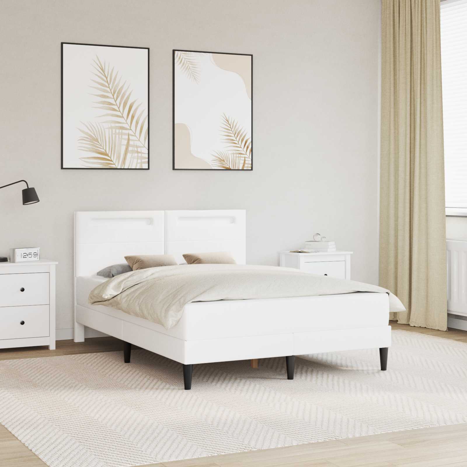 Bedframe met LED-stripverlichting Wit 120 x 200 cm Kunstleer