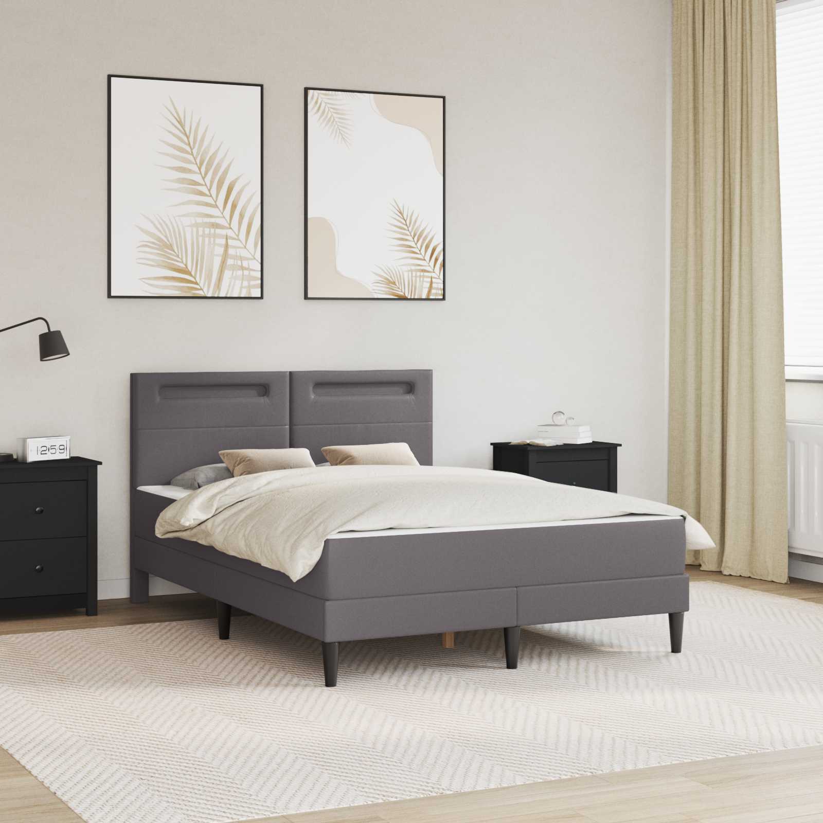 Bedframe met LED-stripverlichting Grijs 140 x 200 cm Kunstleer