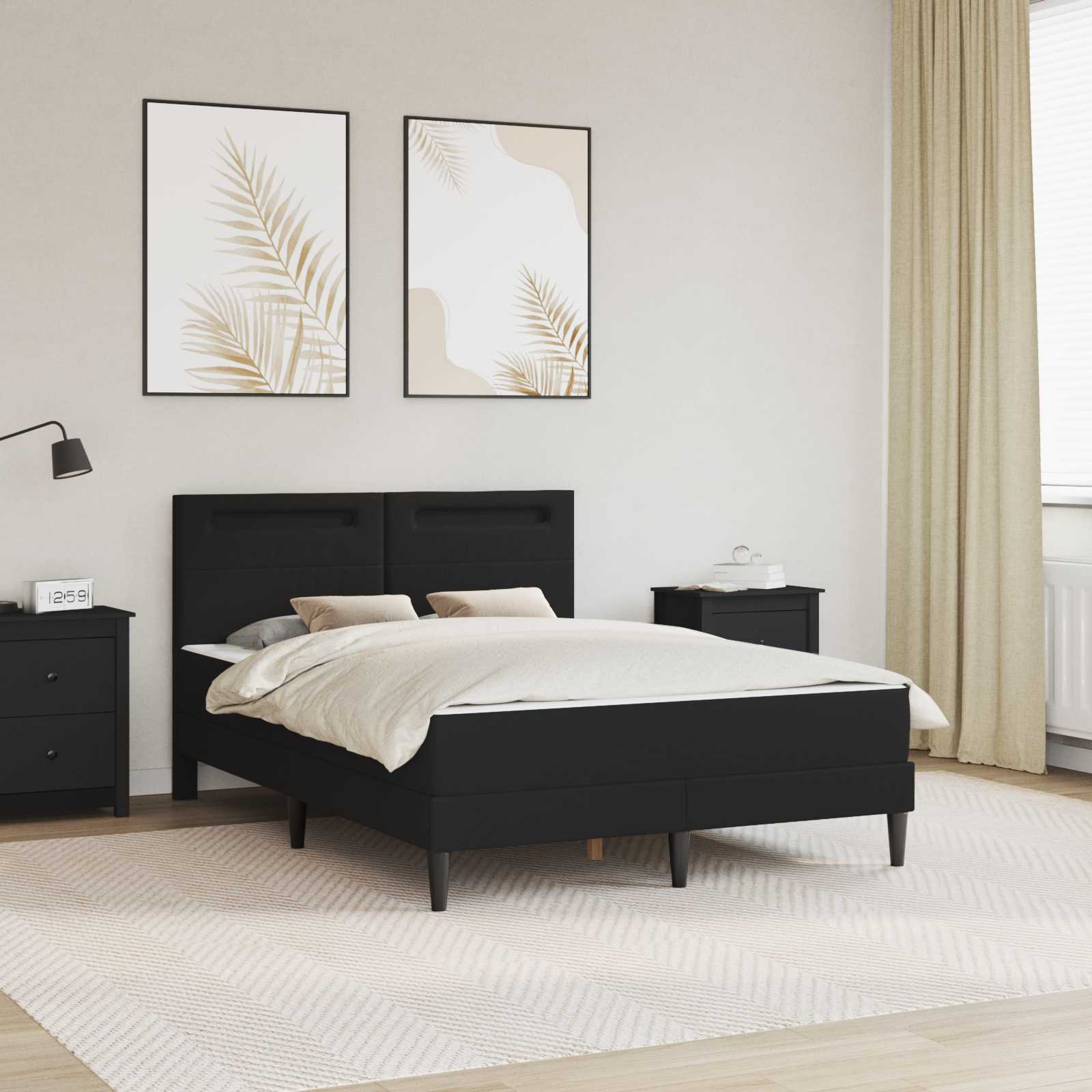 Bedframe met LED-stripverlichting Zwart 160 x 200 cm Kunstleer