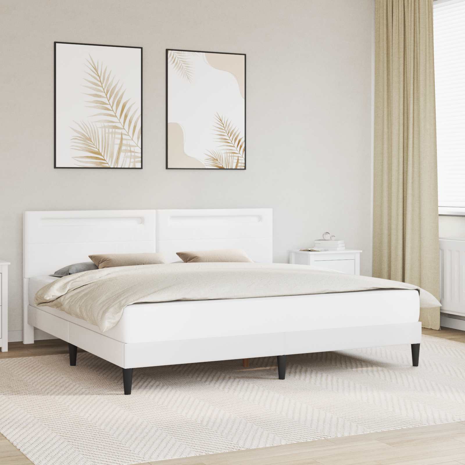 Bedframe met LED-stripverlichting Wit 180 x 200 cm Kunstleer