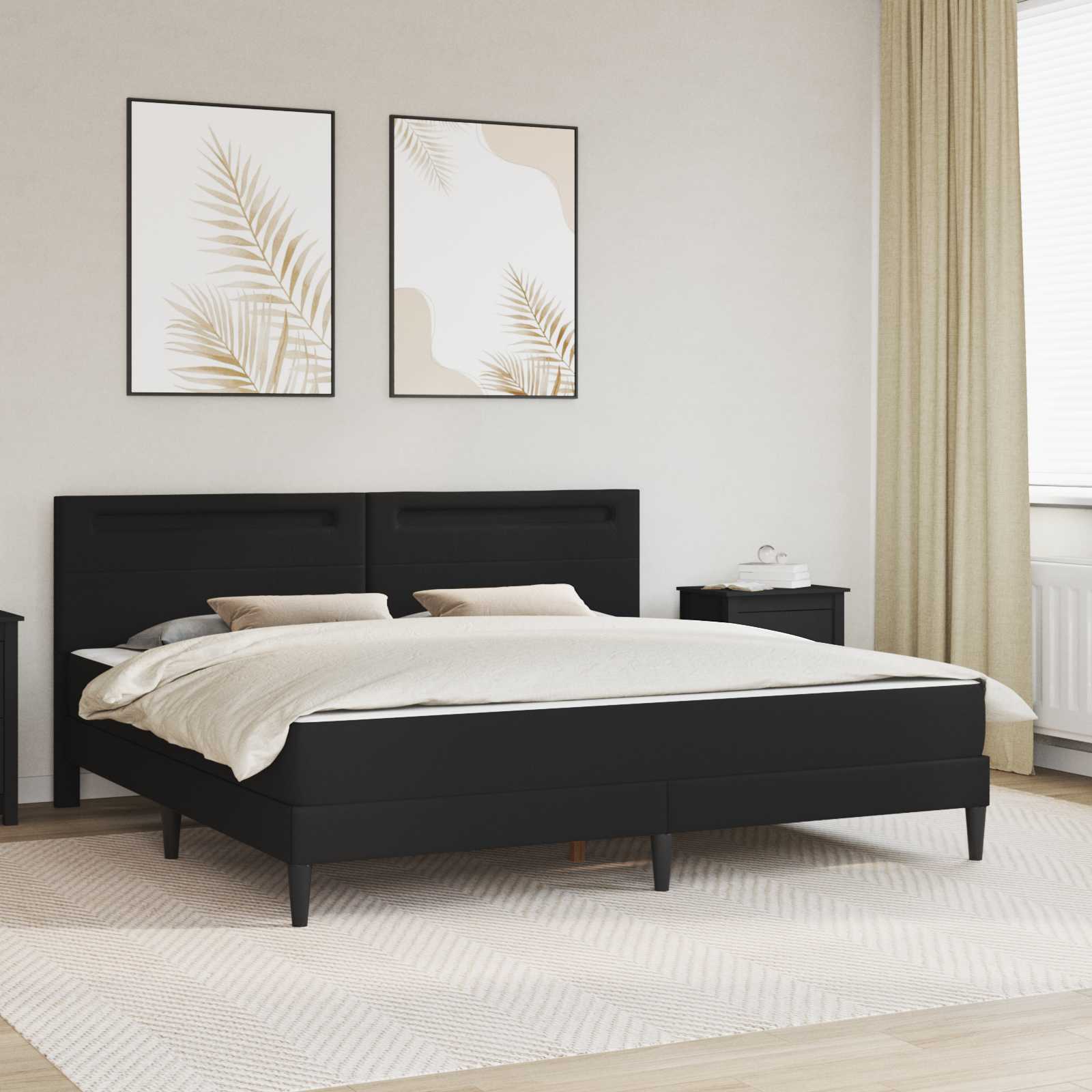 Bedframe met LED-stripverlichting Zwart 200 x 200 cm Kunstleer