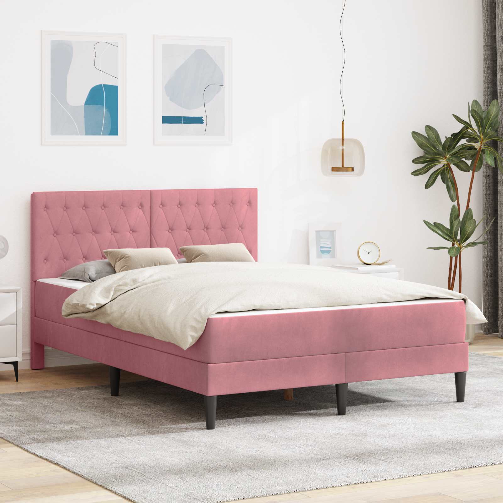 Bedframe met matras met hoofdeinde Roze 120 x 200 cm Fluweel