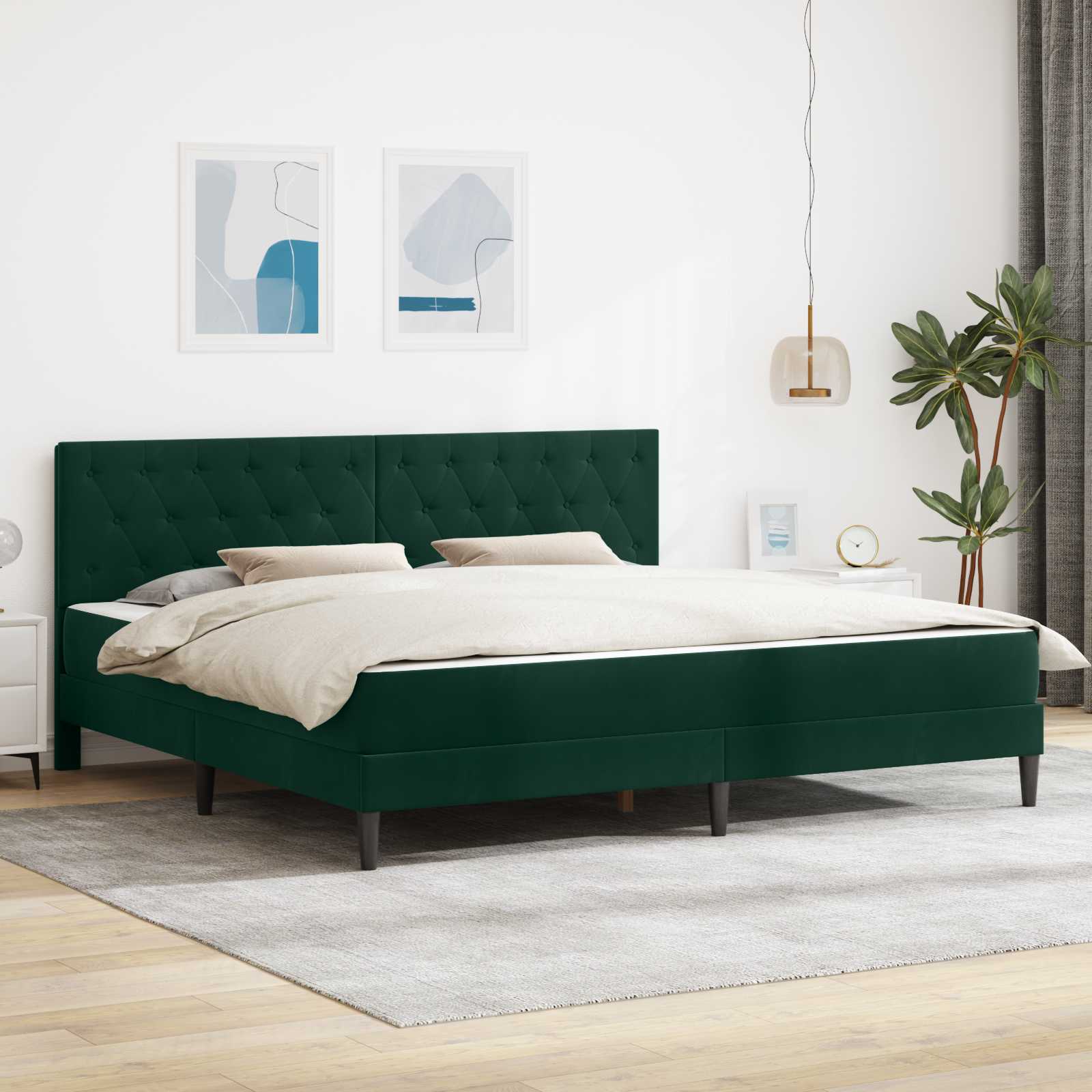 Bedframe met matras Donkergroen 180 x 200 cm Fluweel
