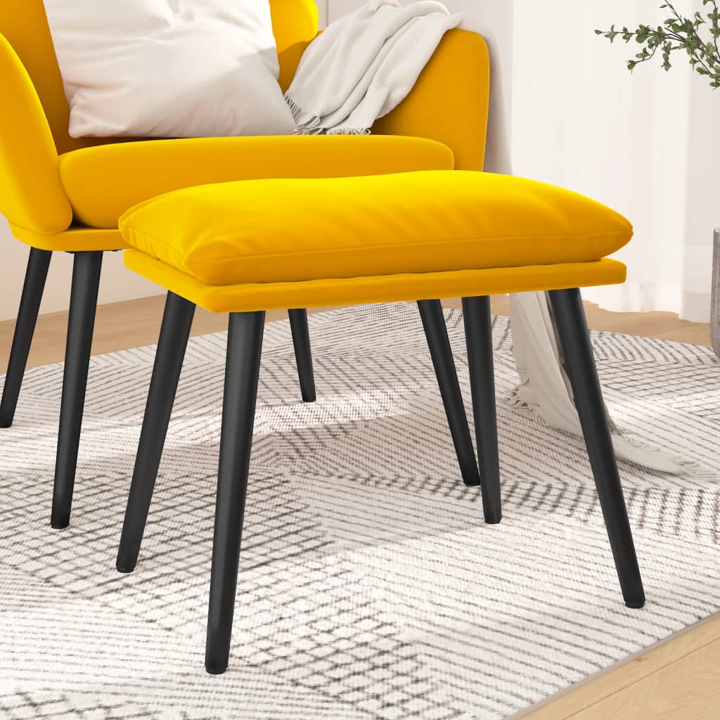 Voetenbank 45x29,5x35 cm fluweel mosterdgeel