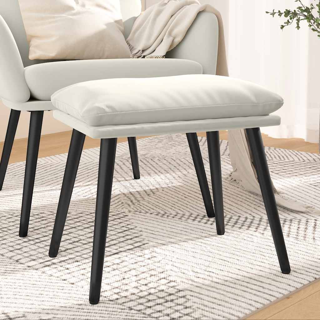 Voetenbank 45x29,5x35 cm fluweel crèmewit – afbeelding 1
