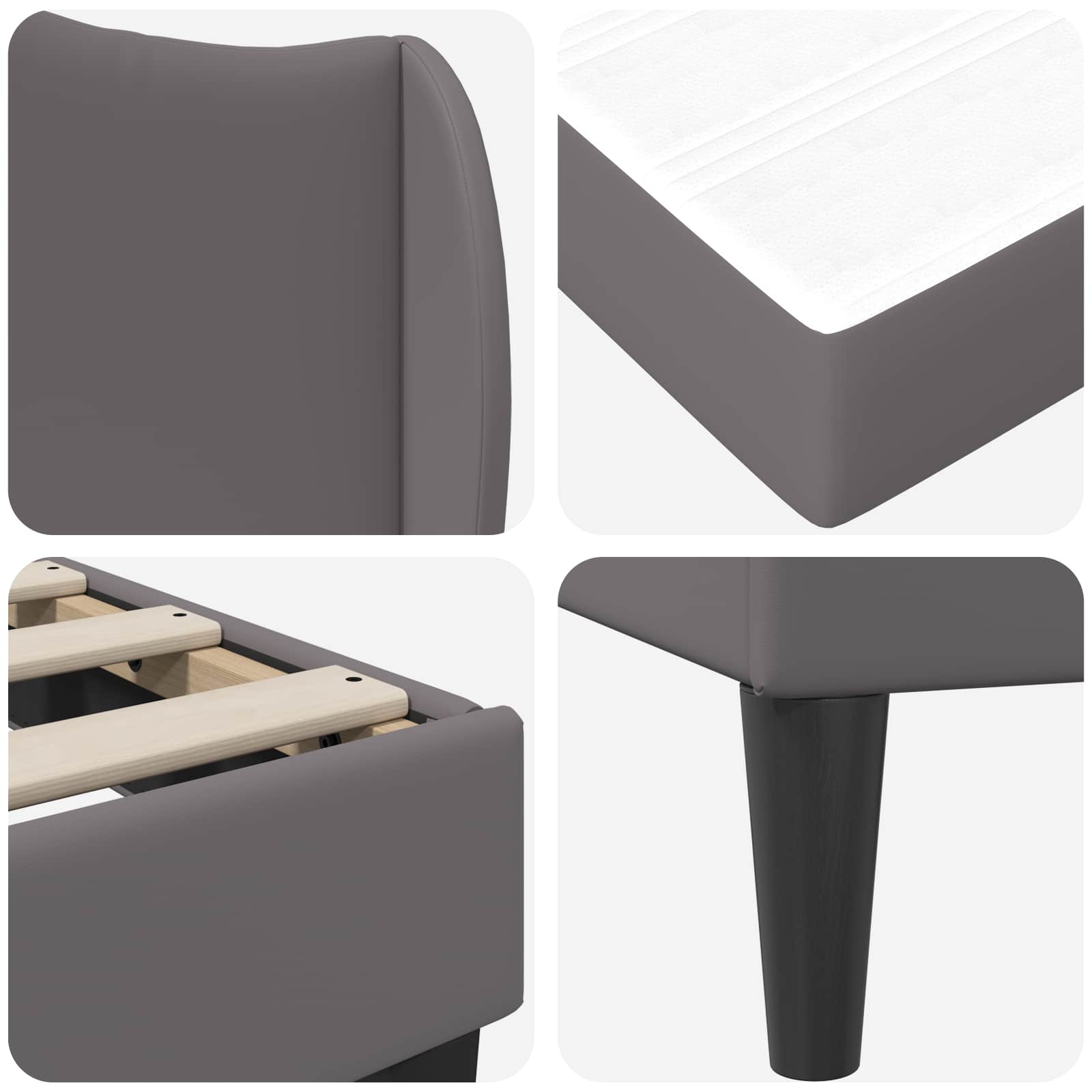 Bedframe met hoofdeinde Grijs 80 x 200 cm Kunstleer – afbeelding 9