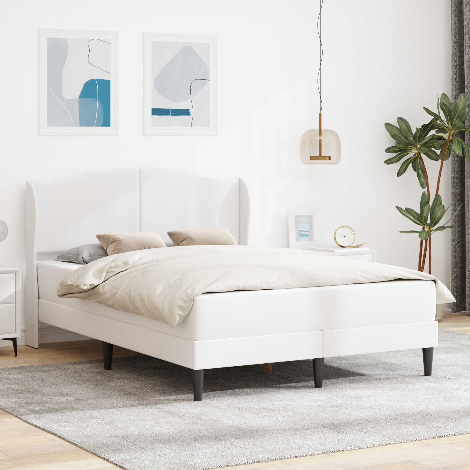 Bedframe met hoofdeinde Wit 140 x 190 cm Kunstleer – afbeelding 1