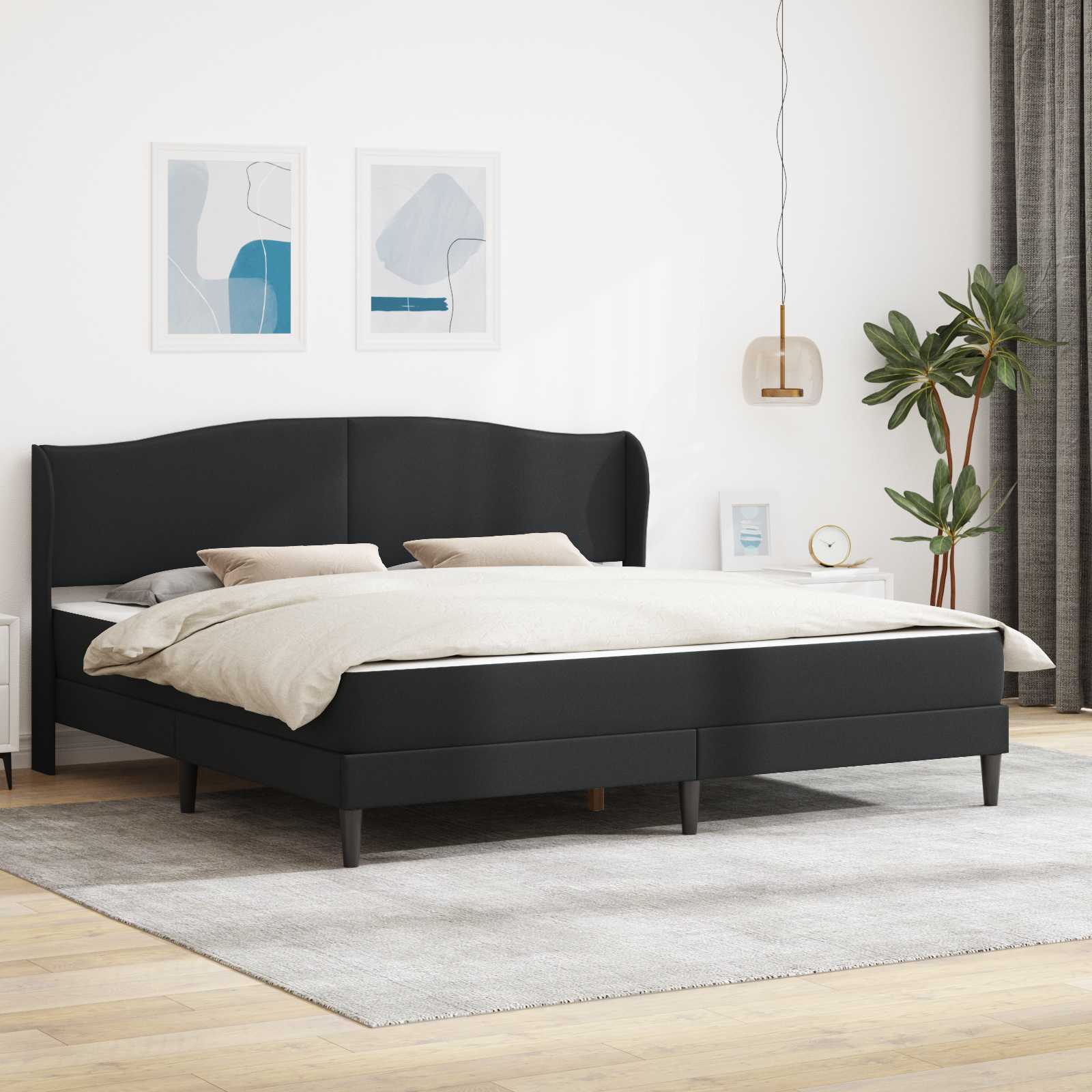 Bedframe met hoofdeinde Zwart 180 x 200 cm Kunstleer – afbeelding 1