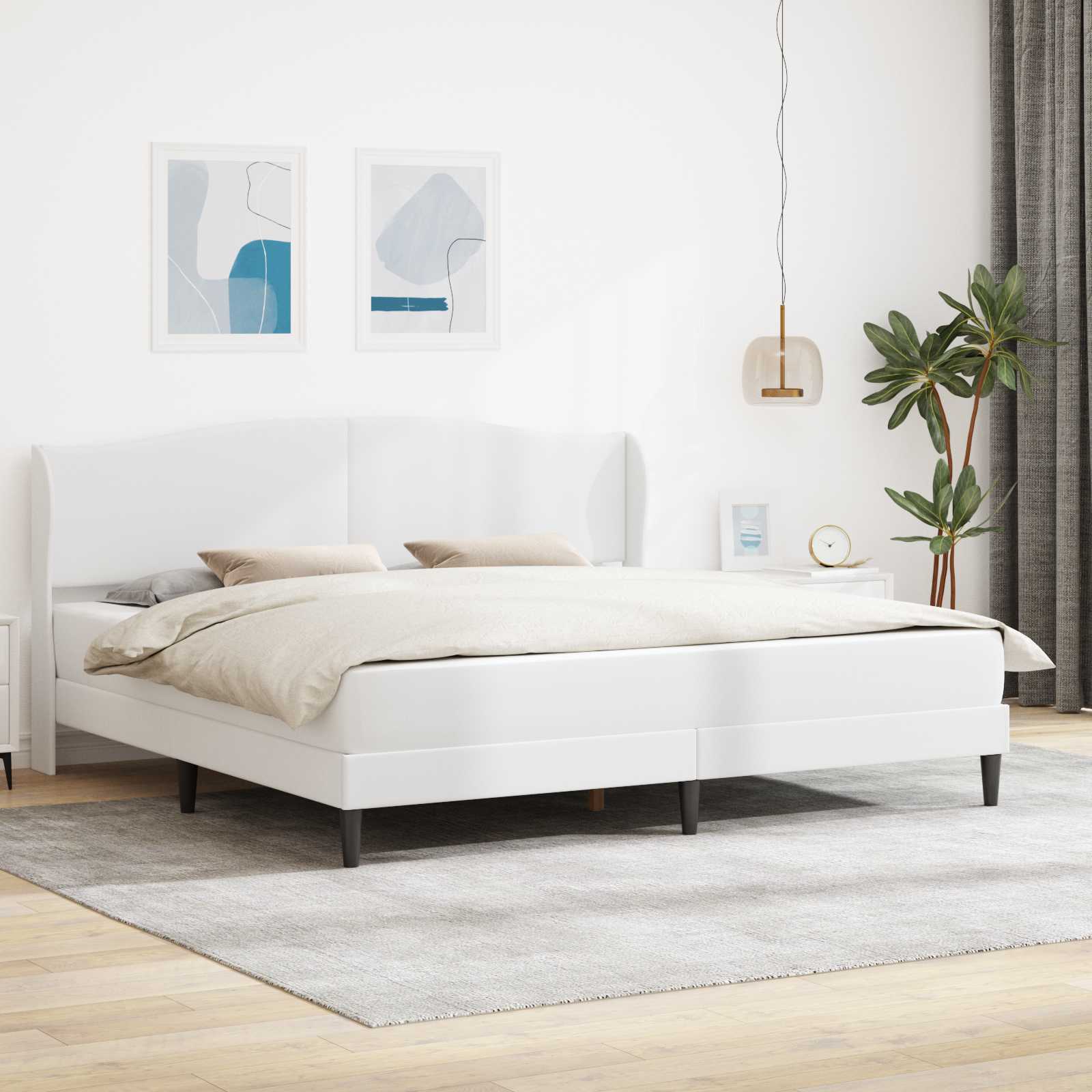 Bedframe met hoofdeinde Wit 180 x 200 cm Kunstleer – afbeelding 1