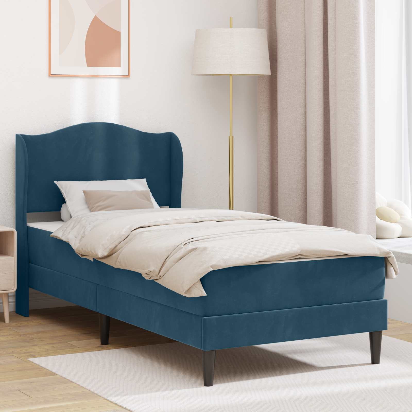 Bedframe met hoofdeinde Blauw 80 x 200 cm Fluweel – afbeelding 1